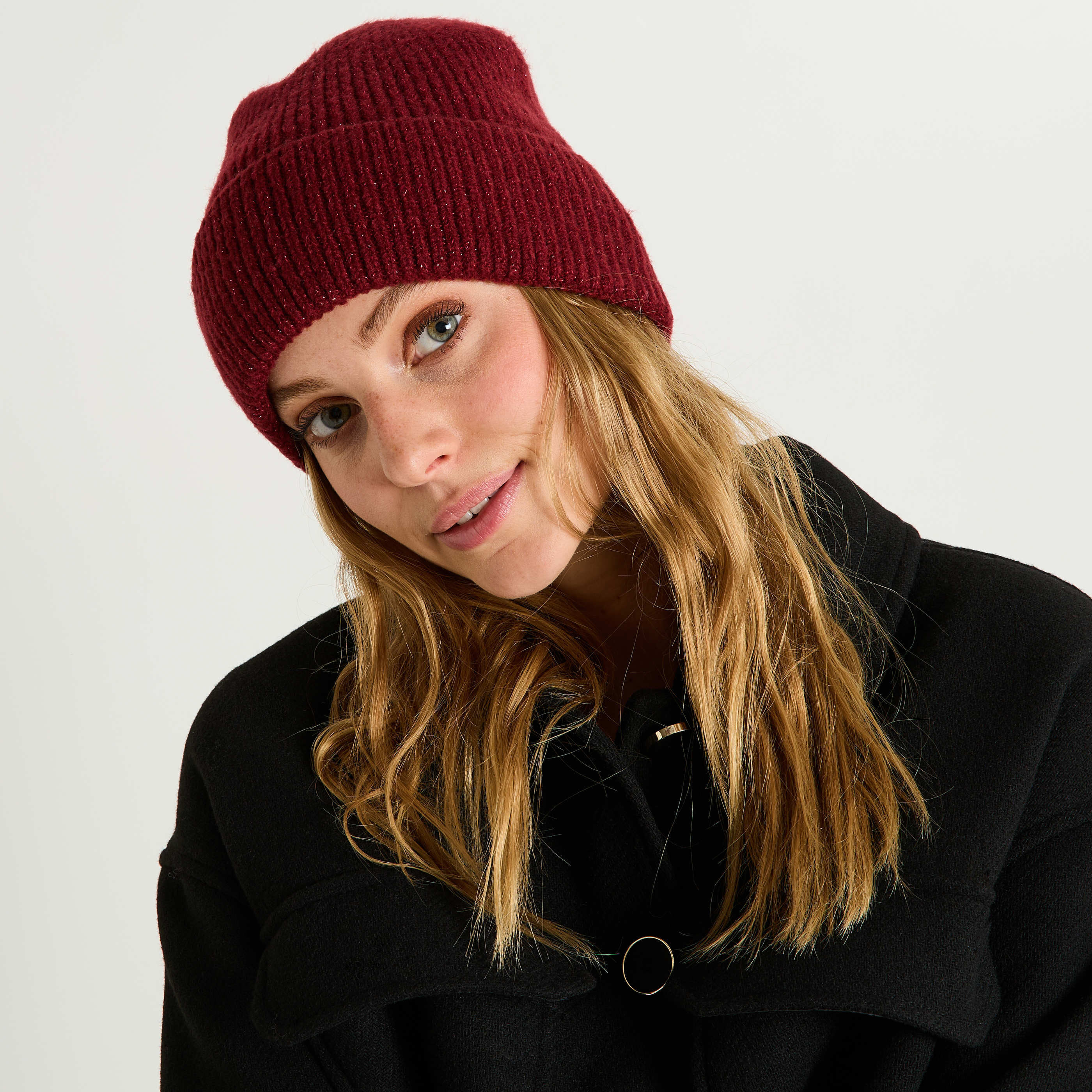 Bonnet uni brillant femme