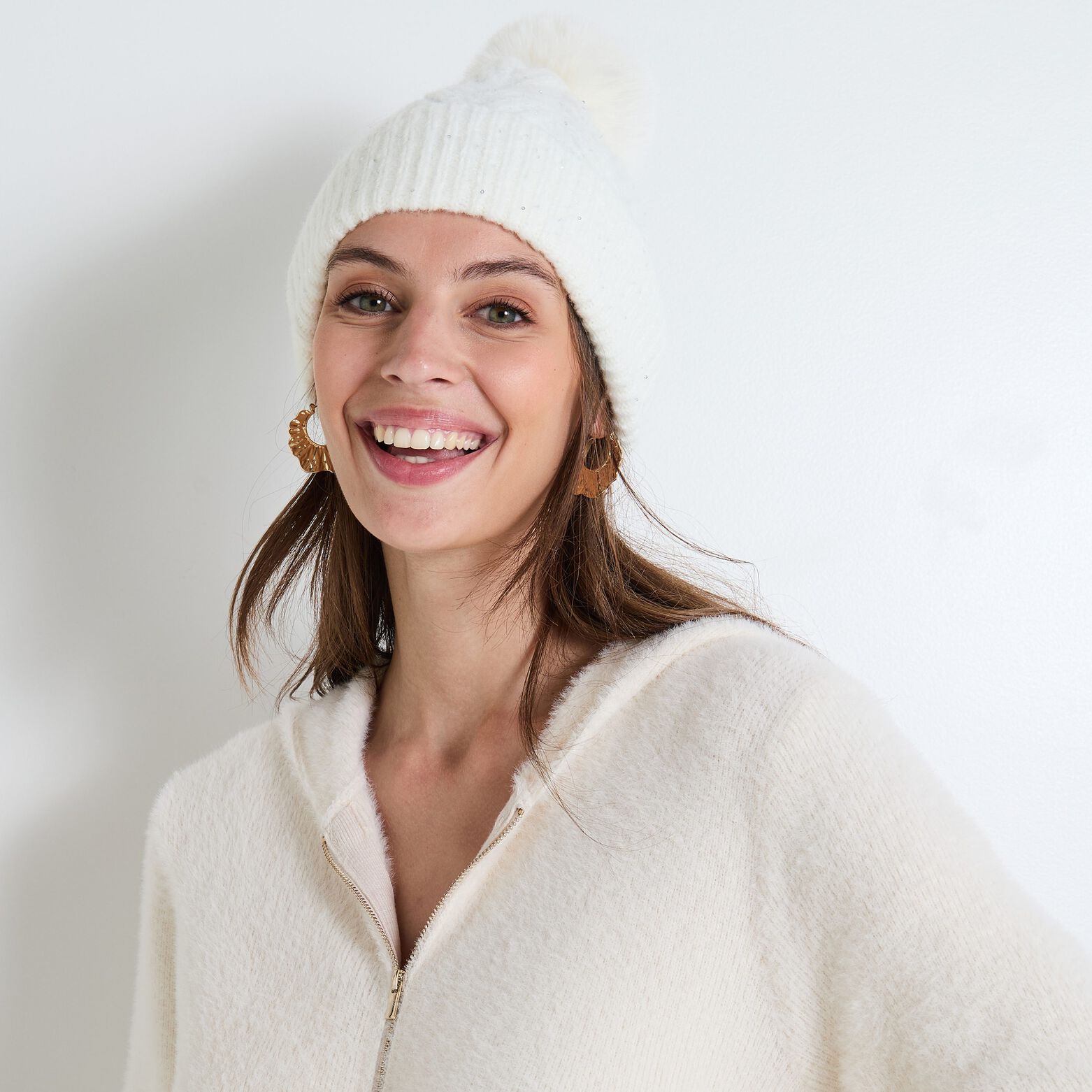 Bonnet pompon femme