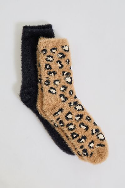 Chaussettes fluffy femme lot de 2 paires