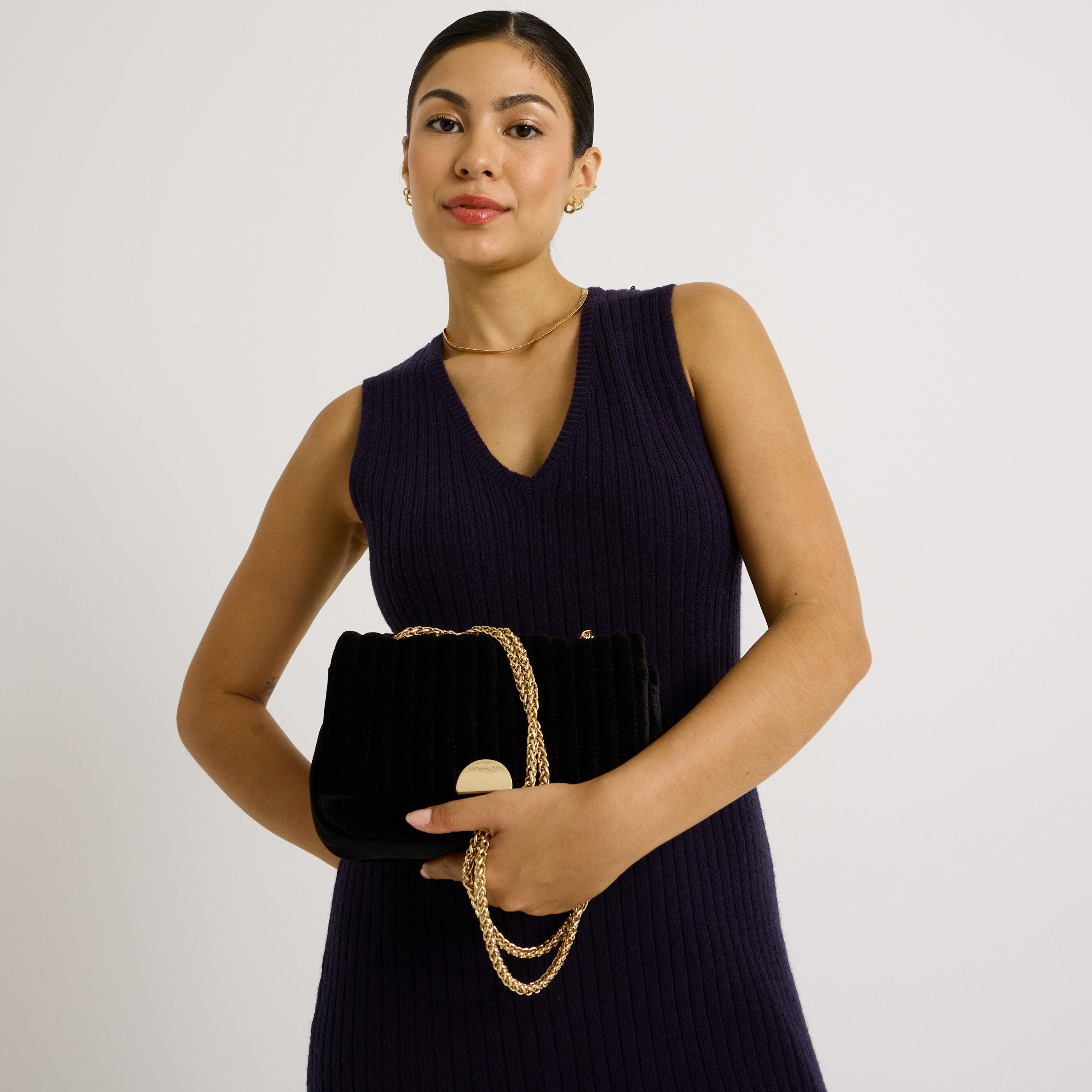 Sac en velours &agrave; rabat femme