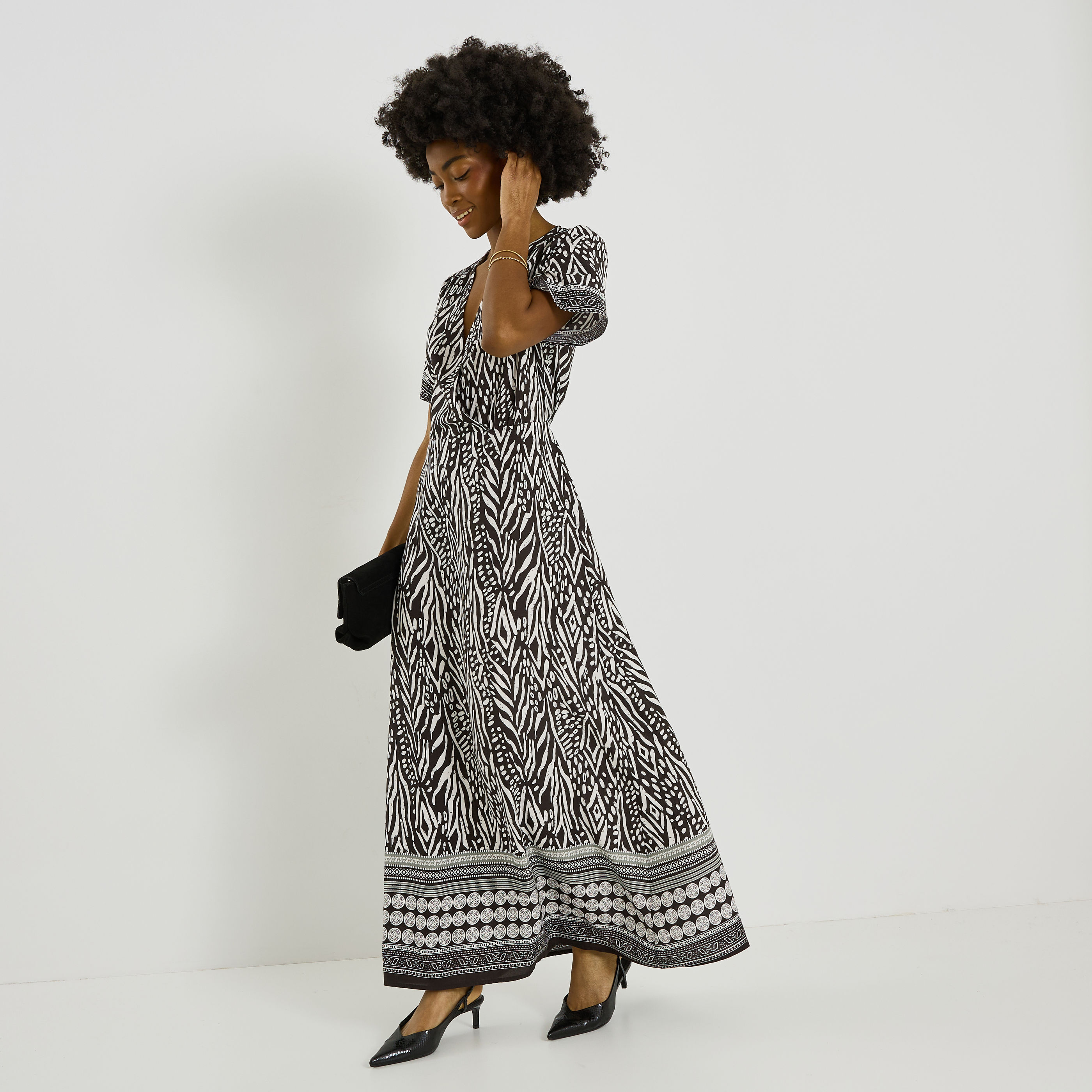 Robe longue imprim&eacute; ethnique