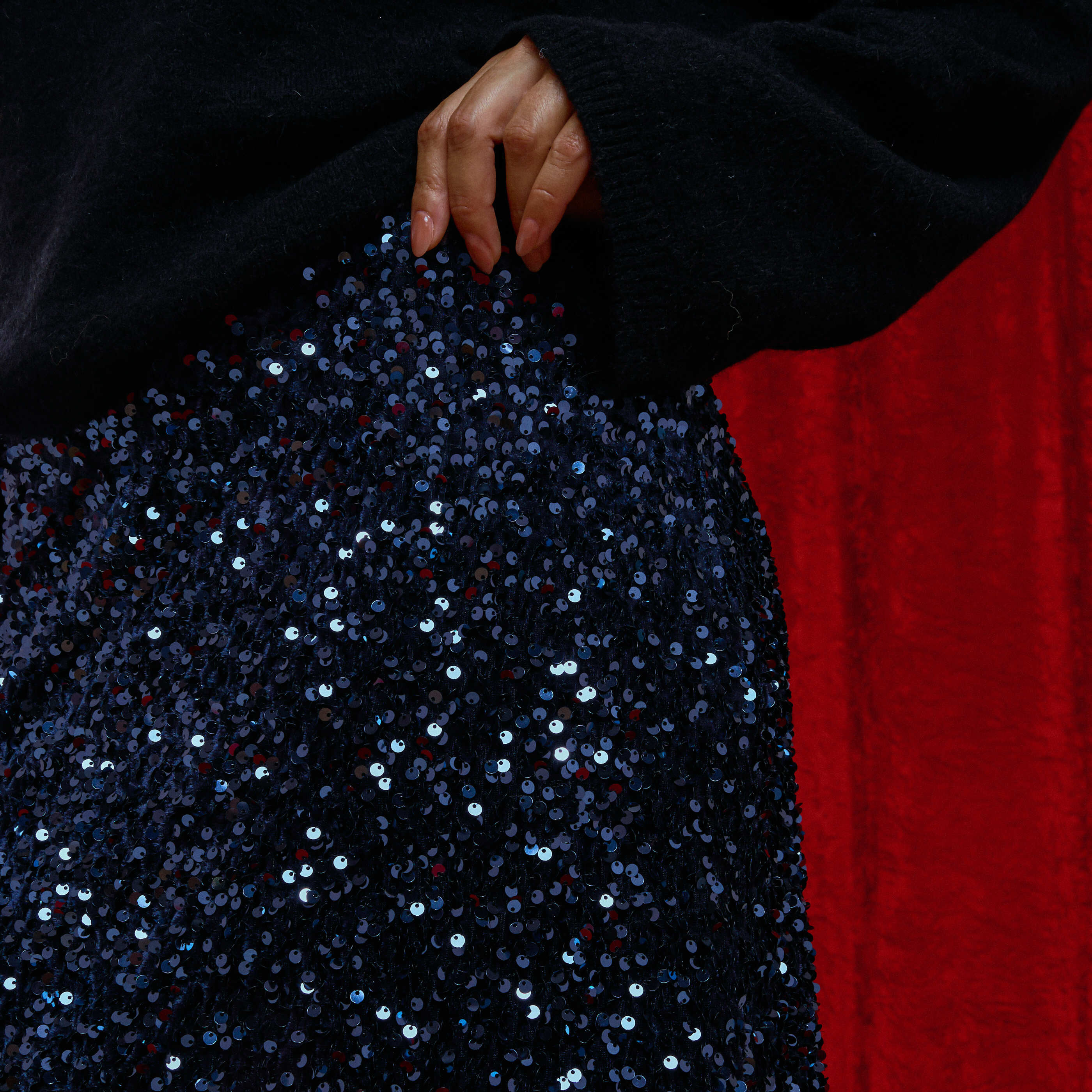 Jupe velours et sequins femme