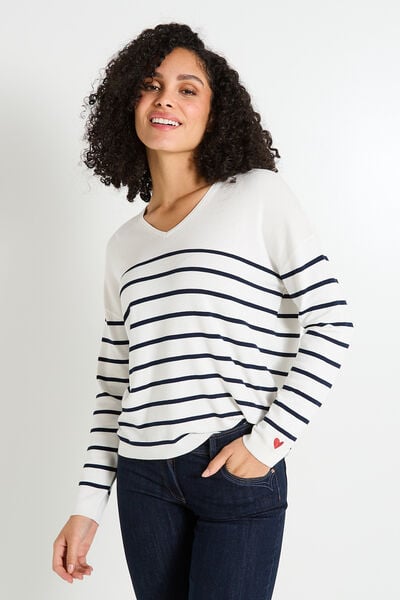 Pull rayé à manches longues femme
