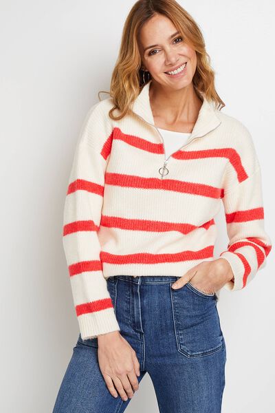 Pull rayé col camionneur femme