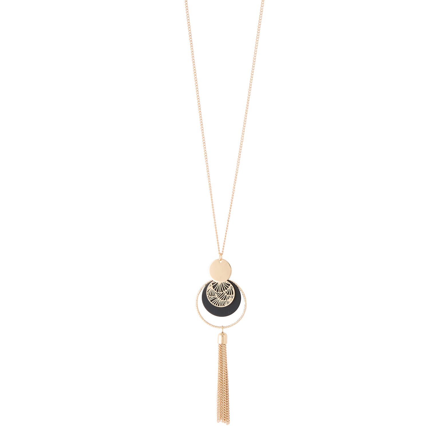 Collier avec disque et pompon