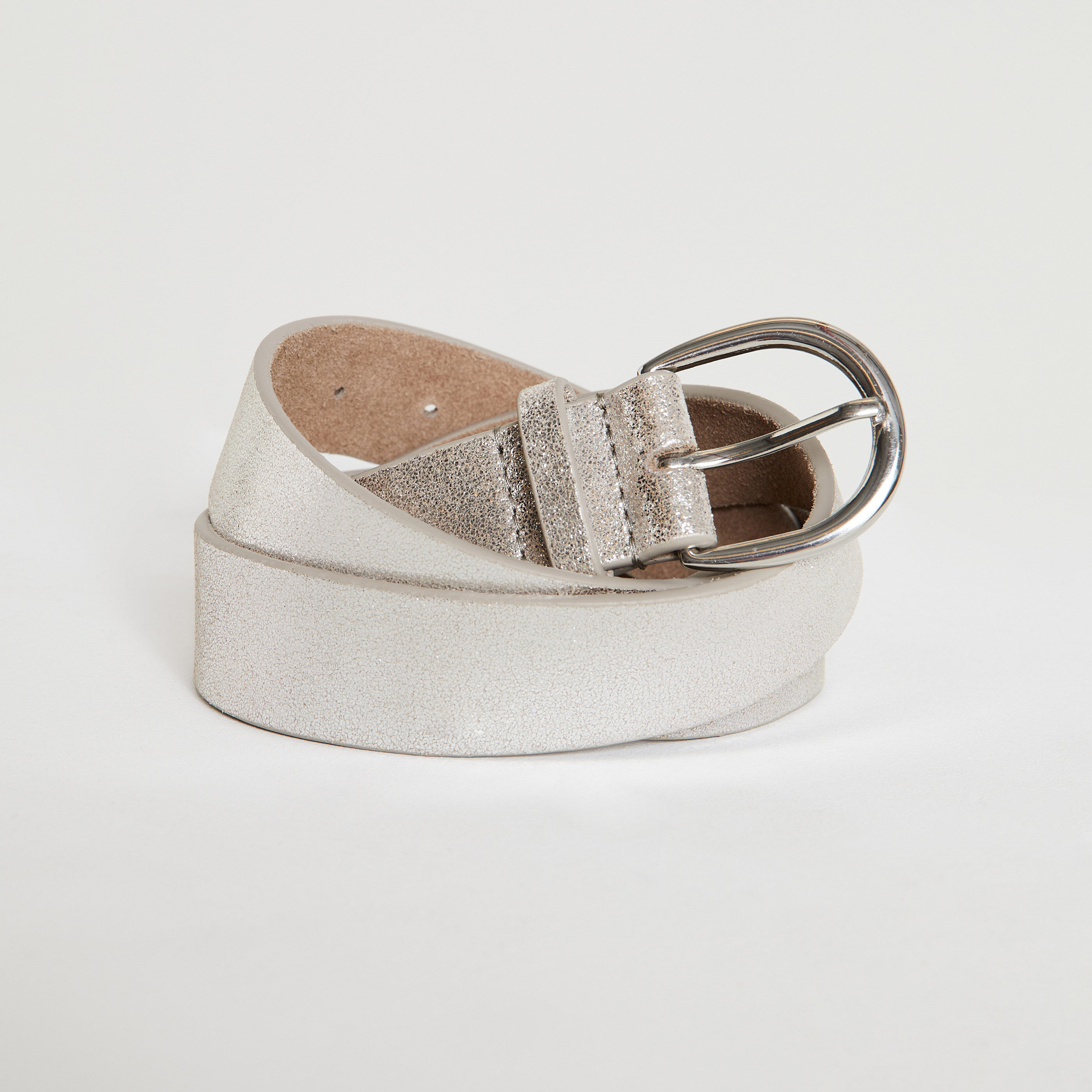 Ceinture irisee croute de cuir femme COULEUR ARGENT Graindemalice