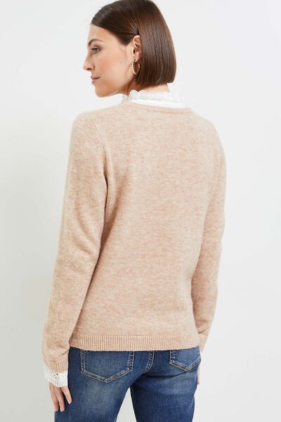 Pull bi matière femme