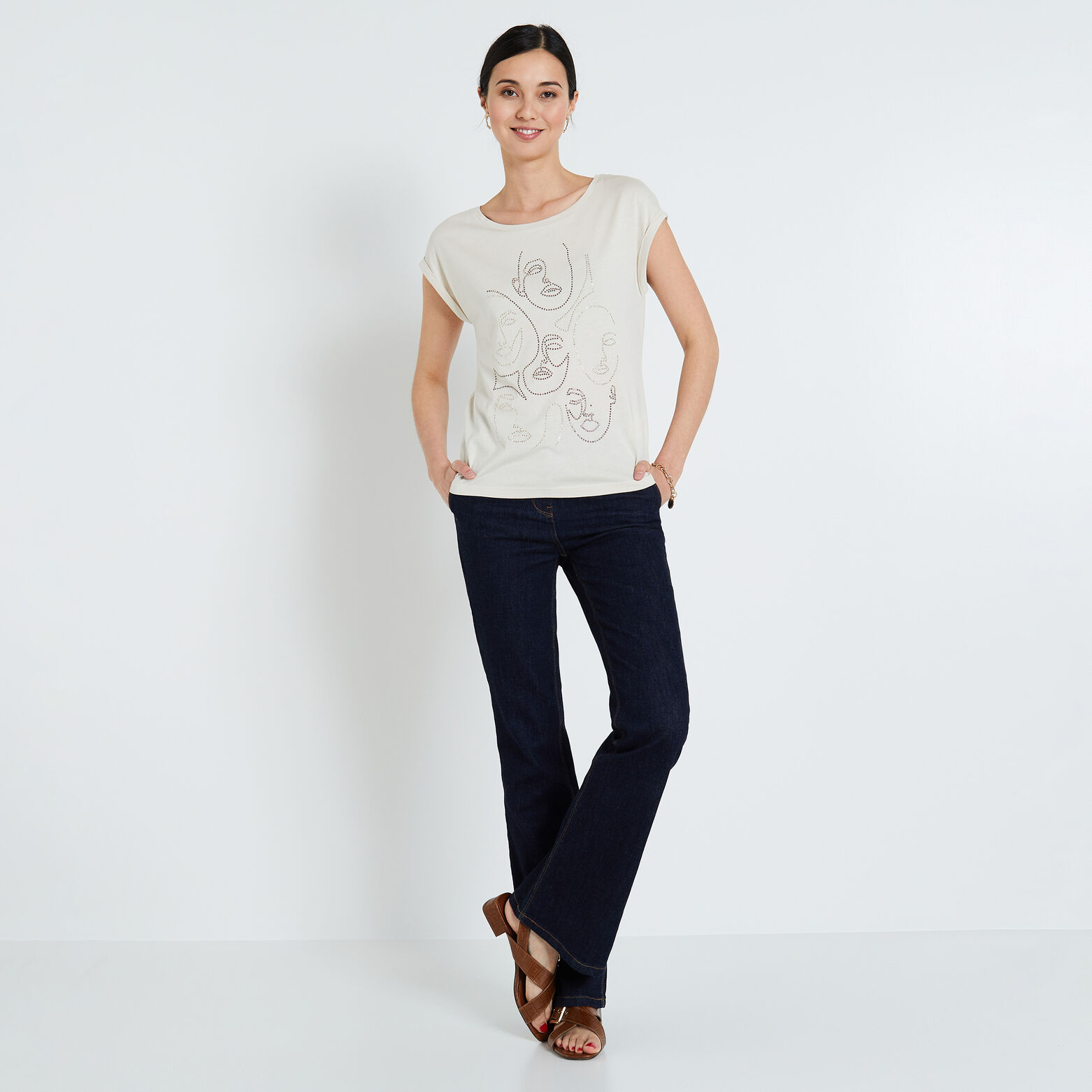 Tshirt print visage femme