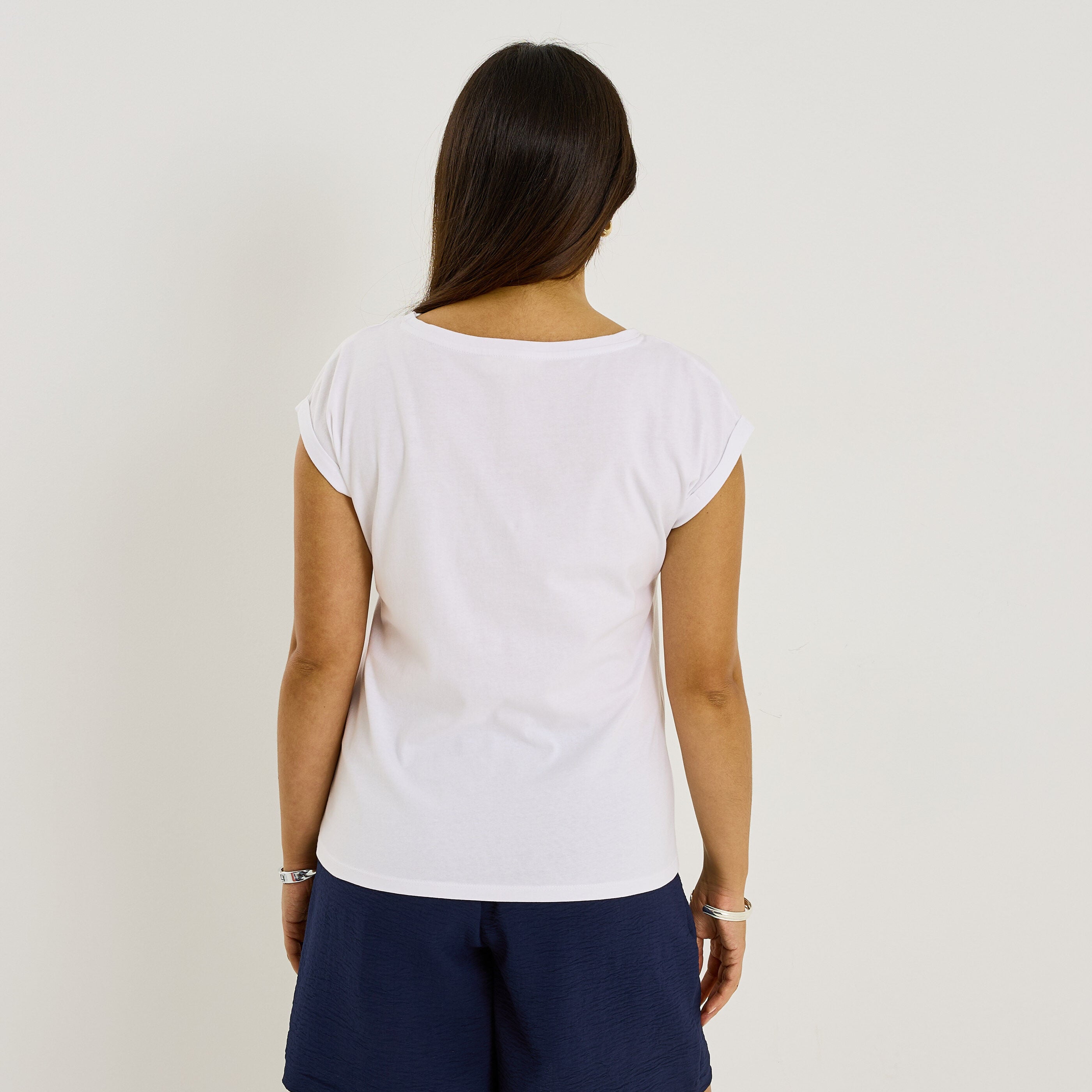 T-shirt col rond print femme