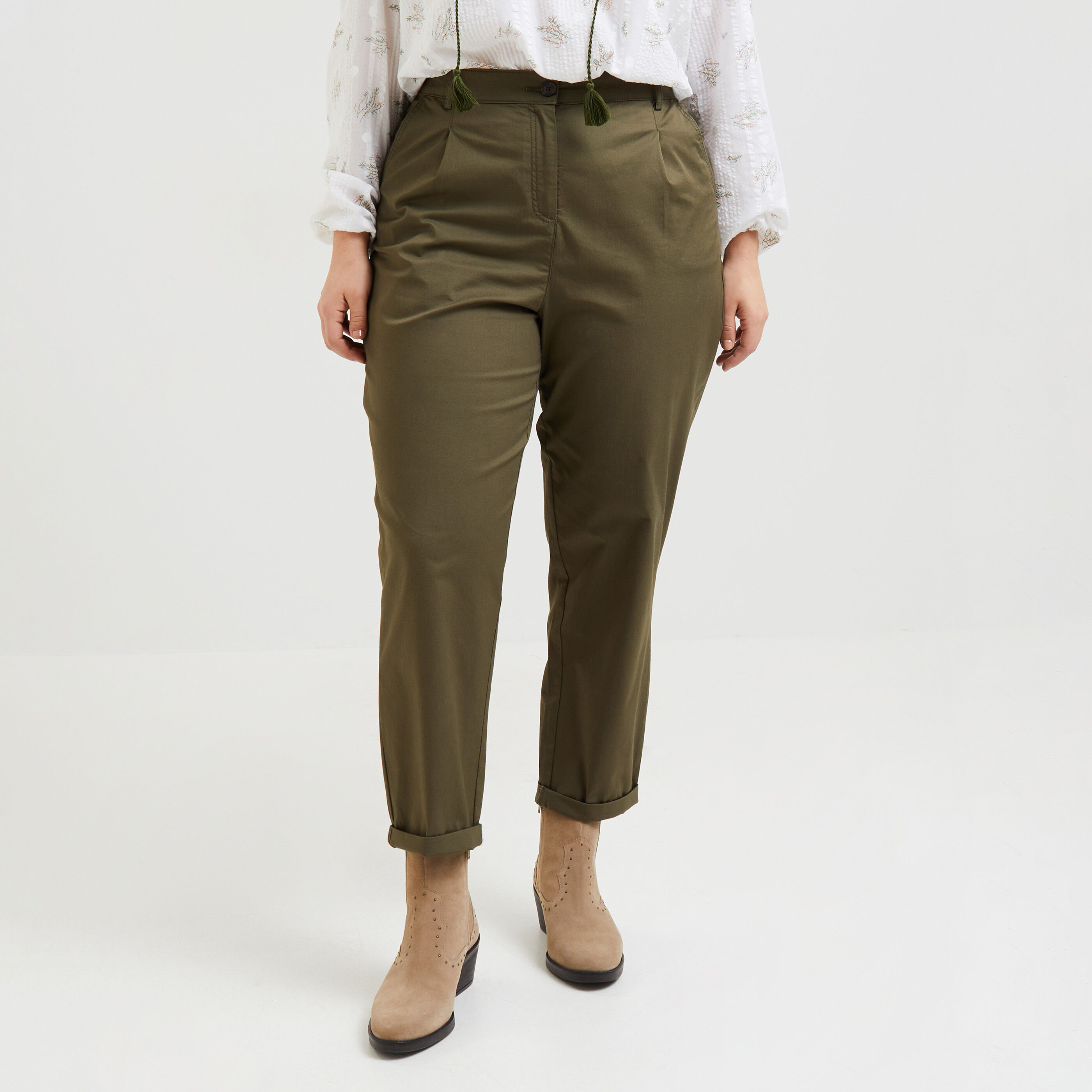 Pantalon chino raccourci femme