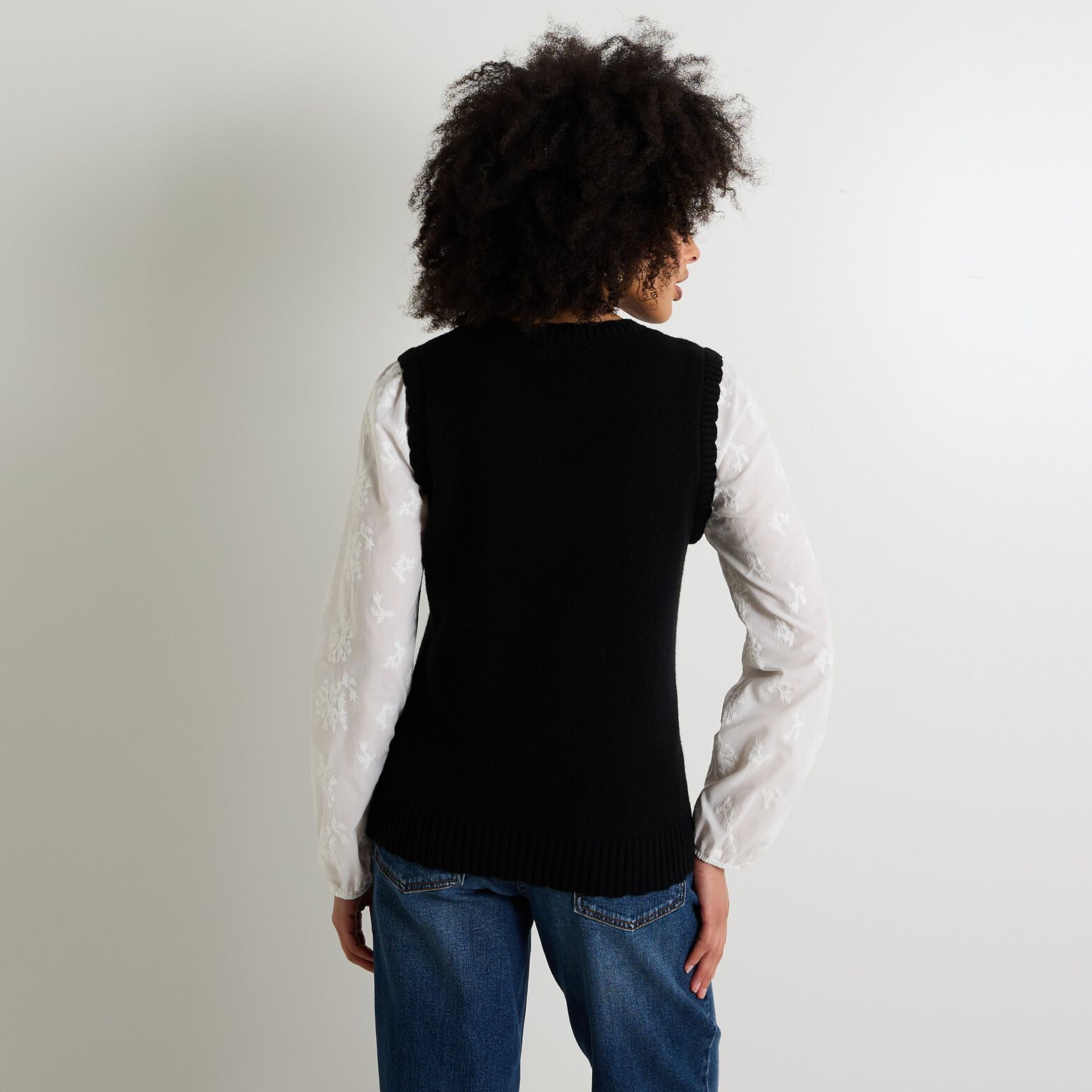 Pull bi-matière femme