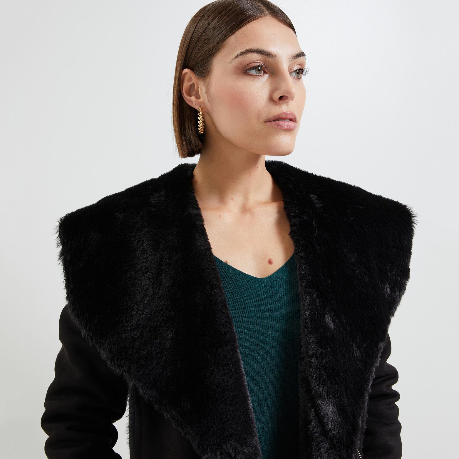 Manteau effet peau lainée femme