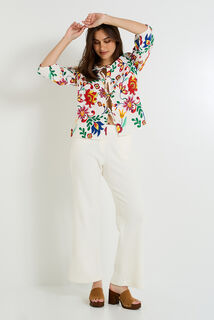Blouse à nouer imprimée femme