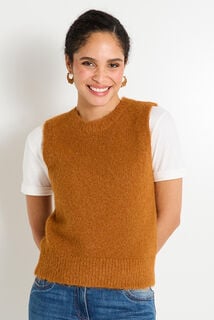 Pull col rond sans manches femme