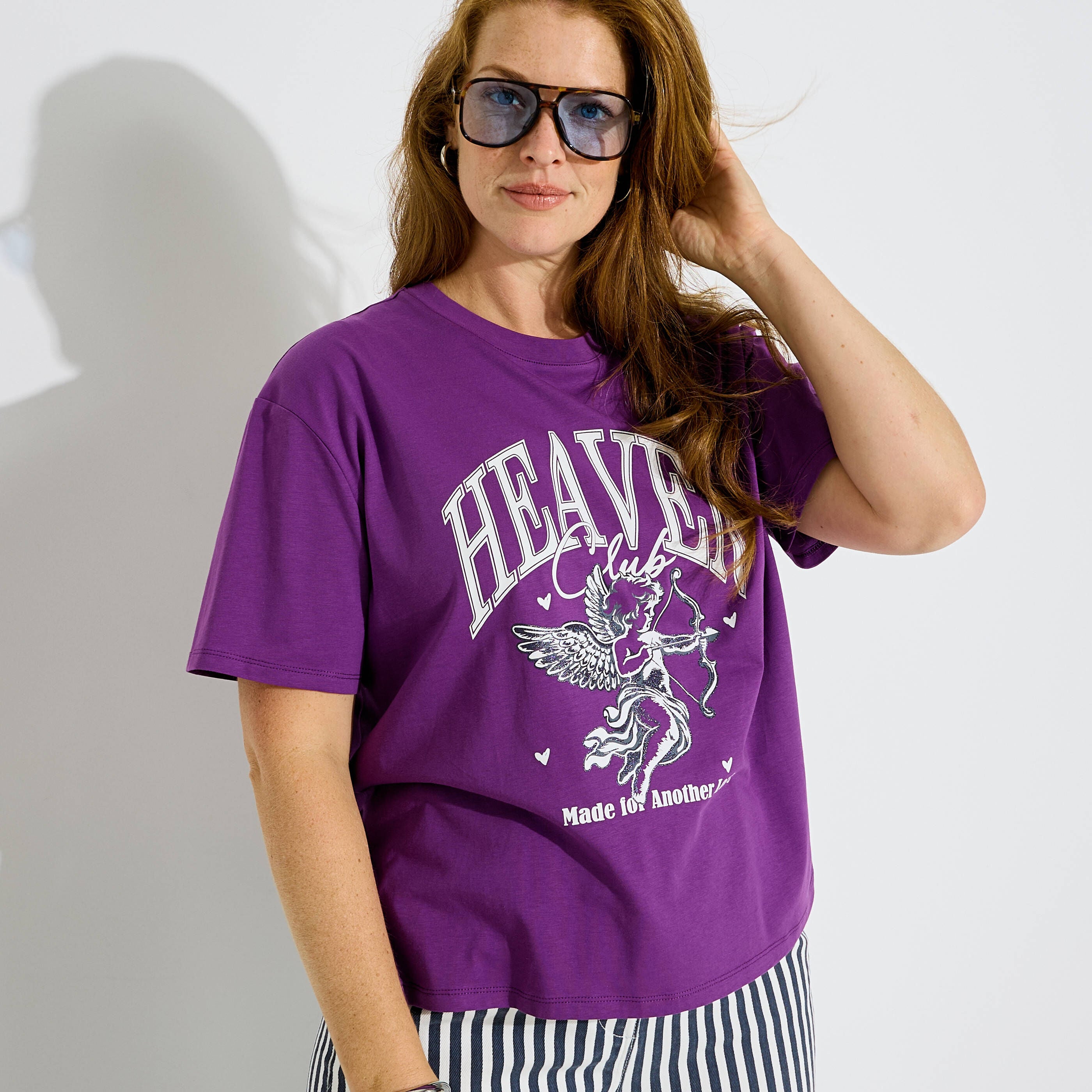 T-shirt manches courtes imprim&eacute; femme