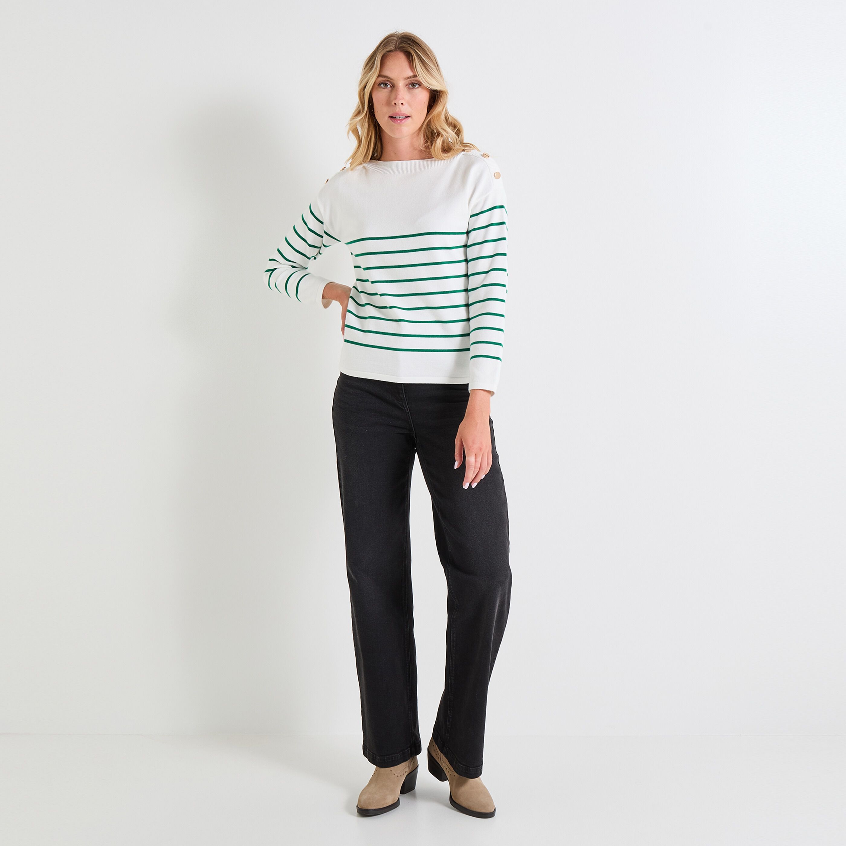 Pull col bateau femme