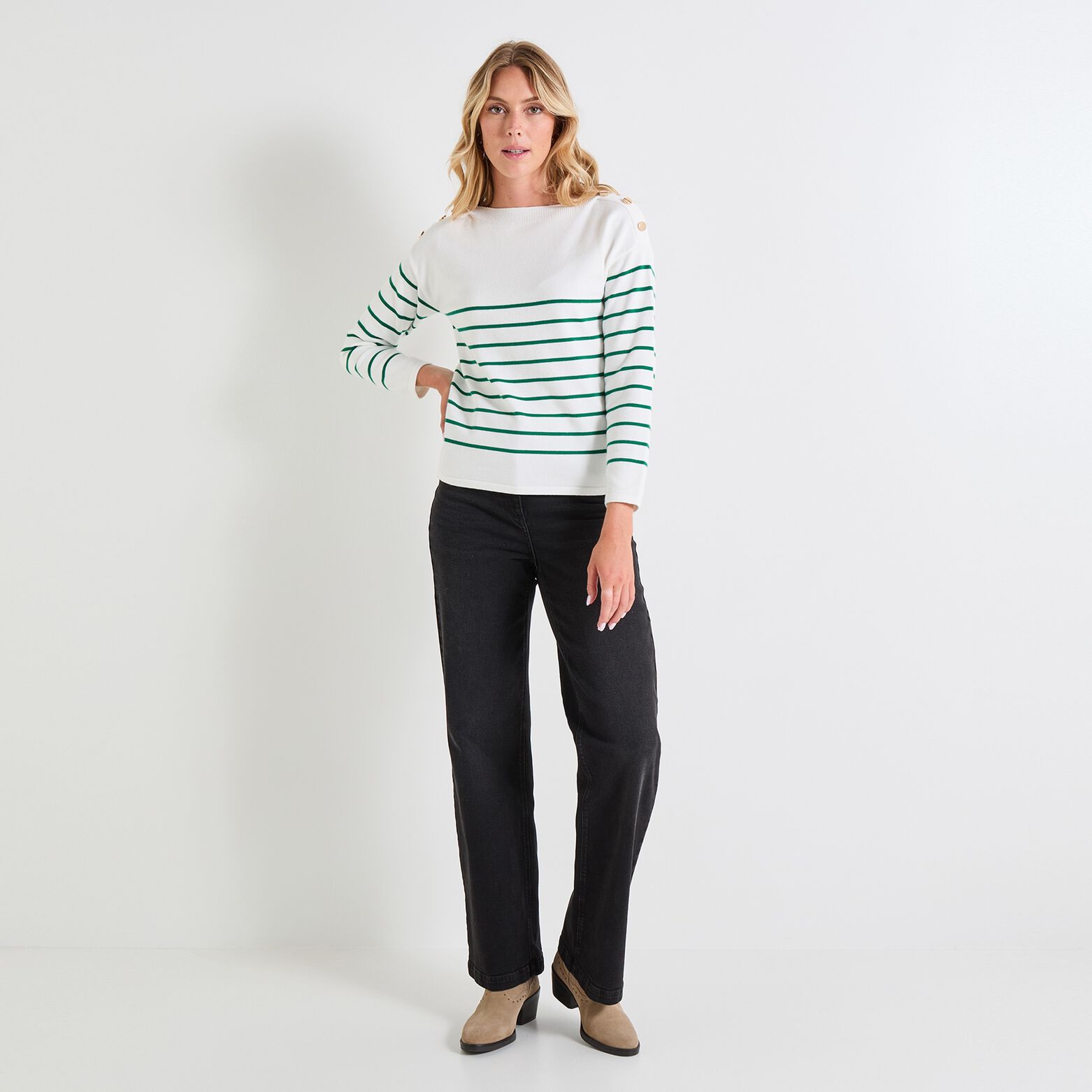 Pull col bateau femme