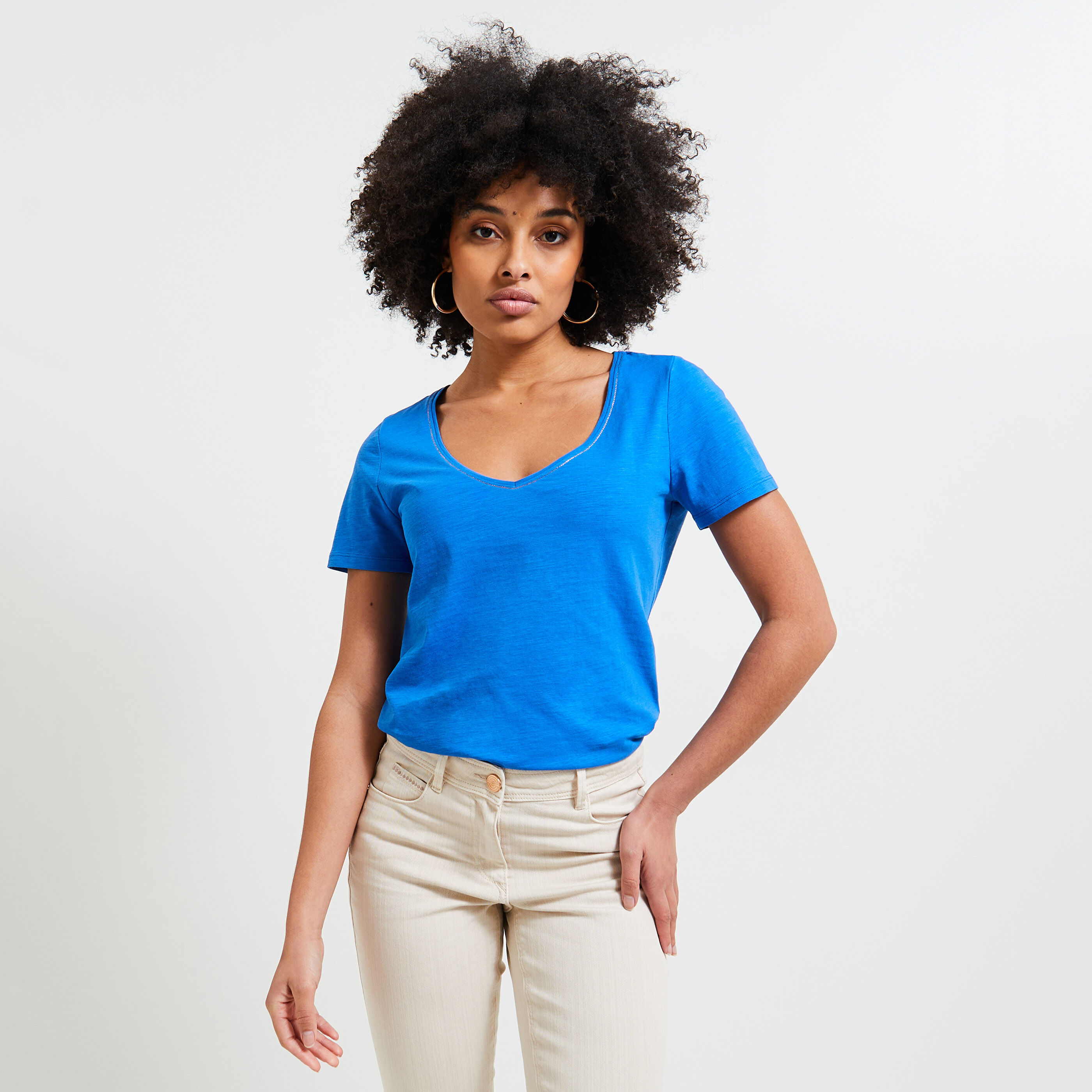 T-shirt col V femme