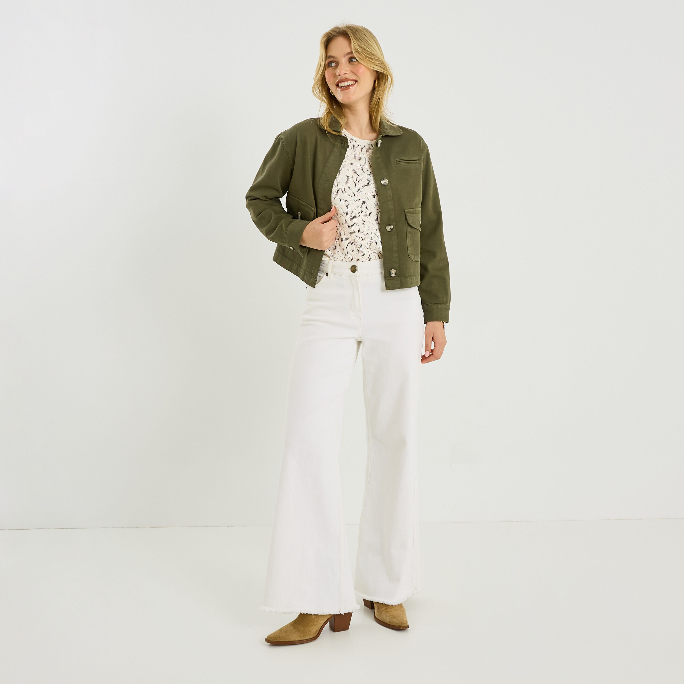 Veste courte style utilitaire femme