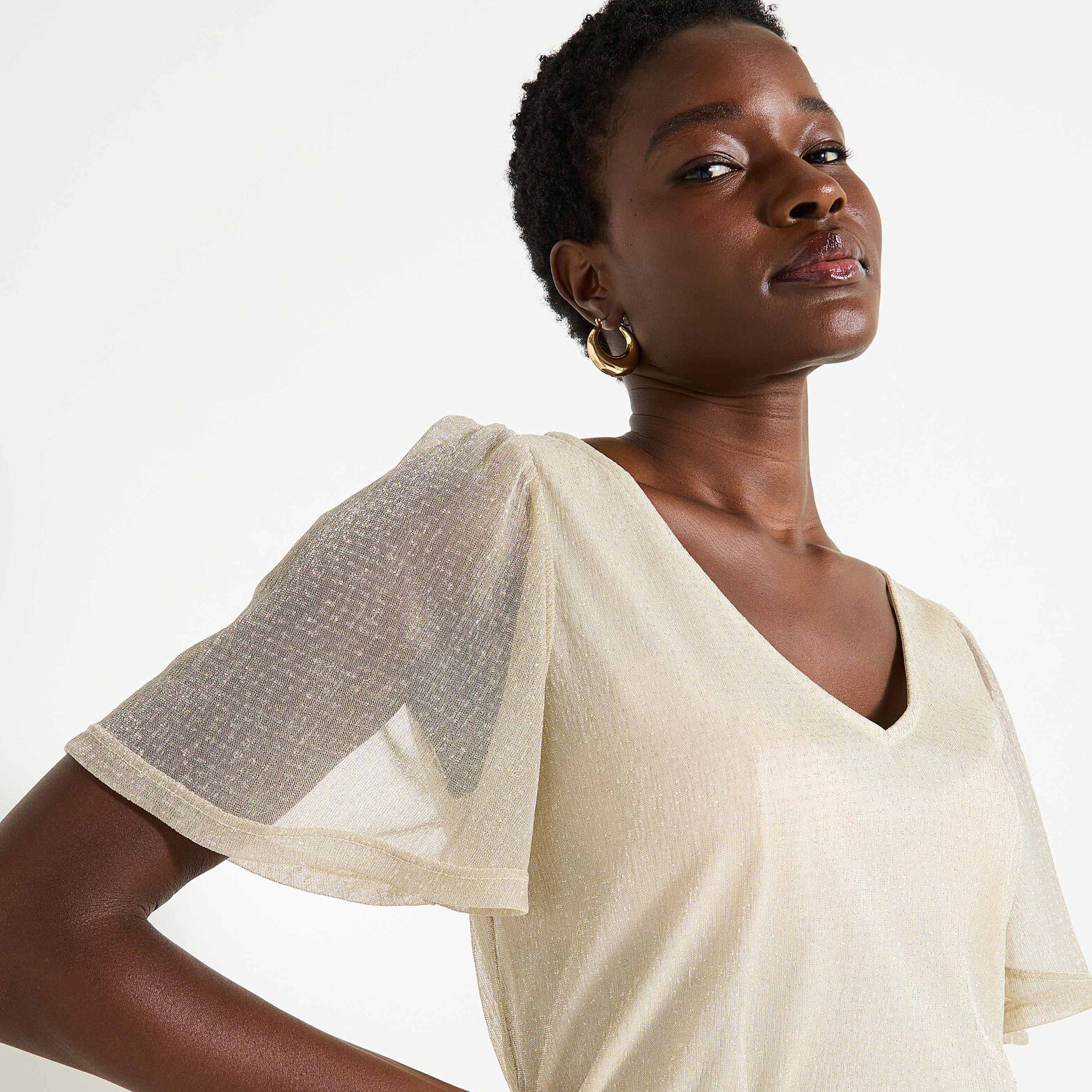 T-shirt manches volantées femme