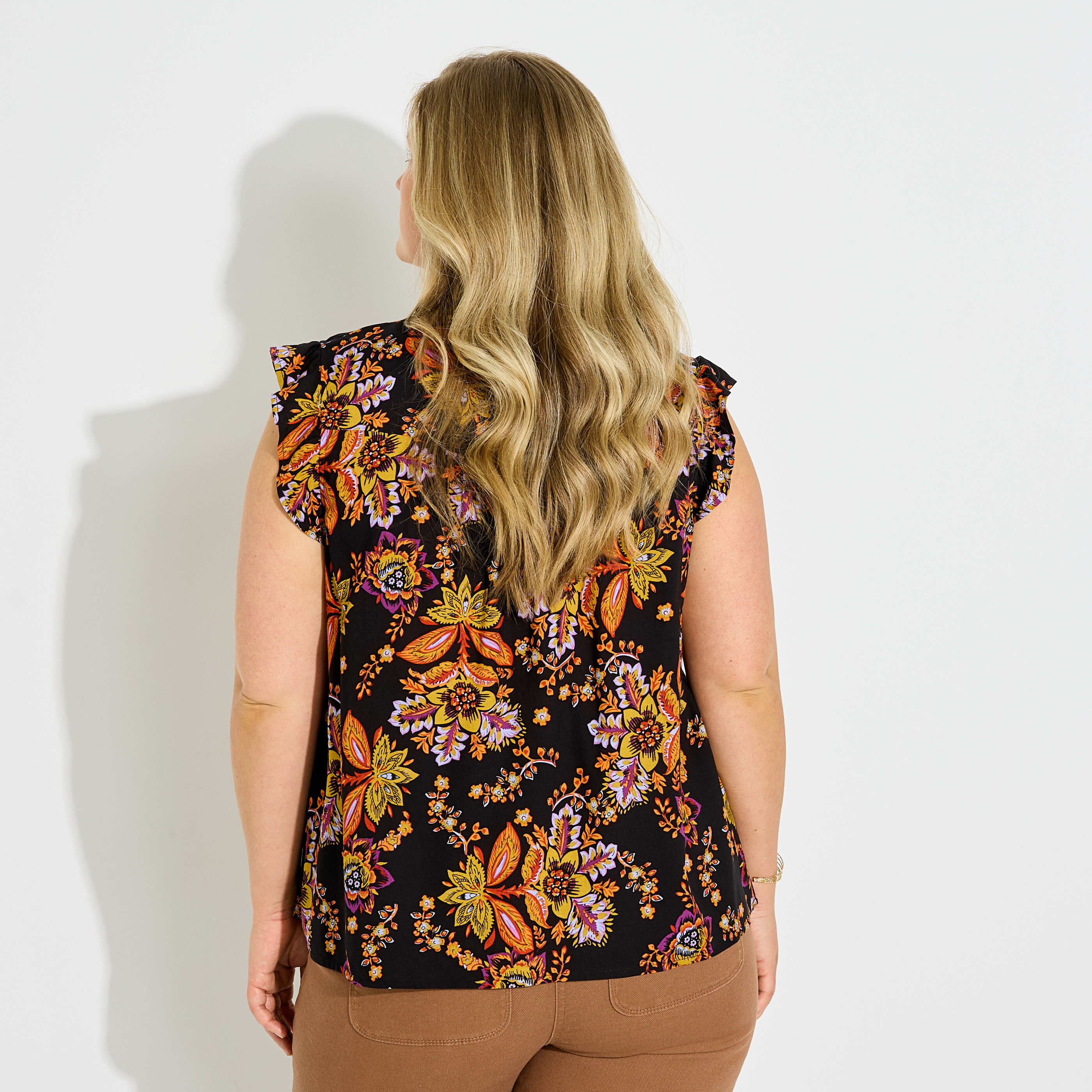 Blouse sans manches imprim&eacute; floral femme