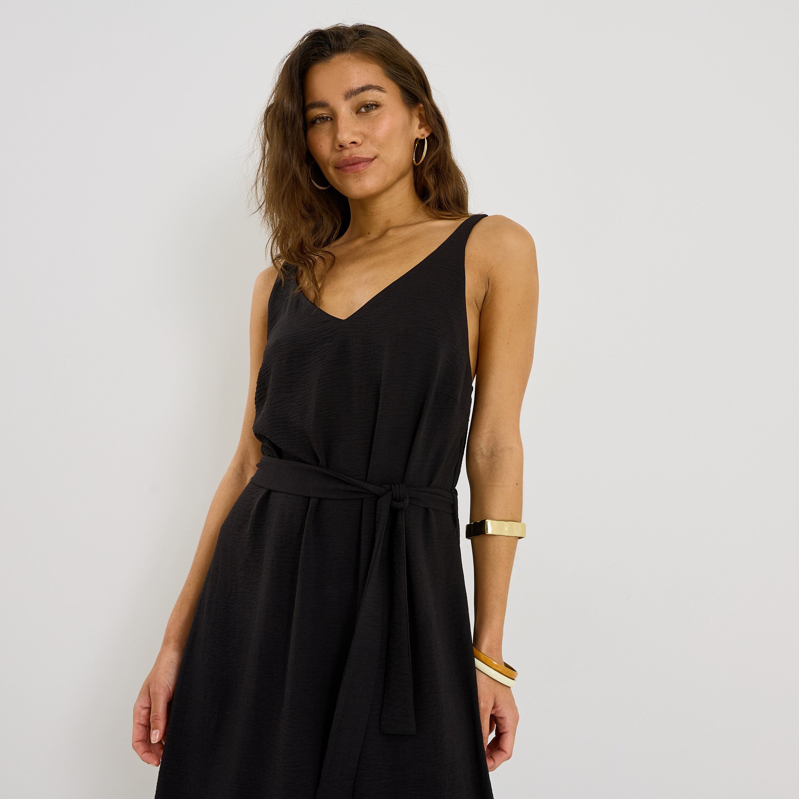 Robe longue unie infroissable