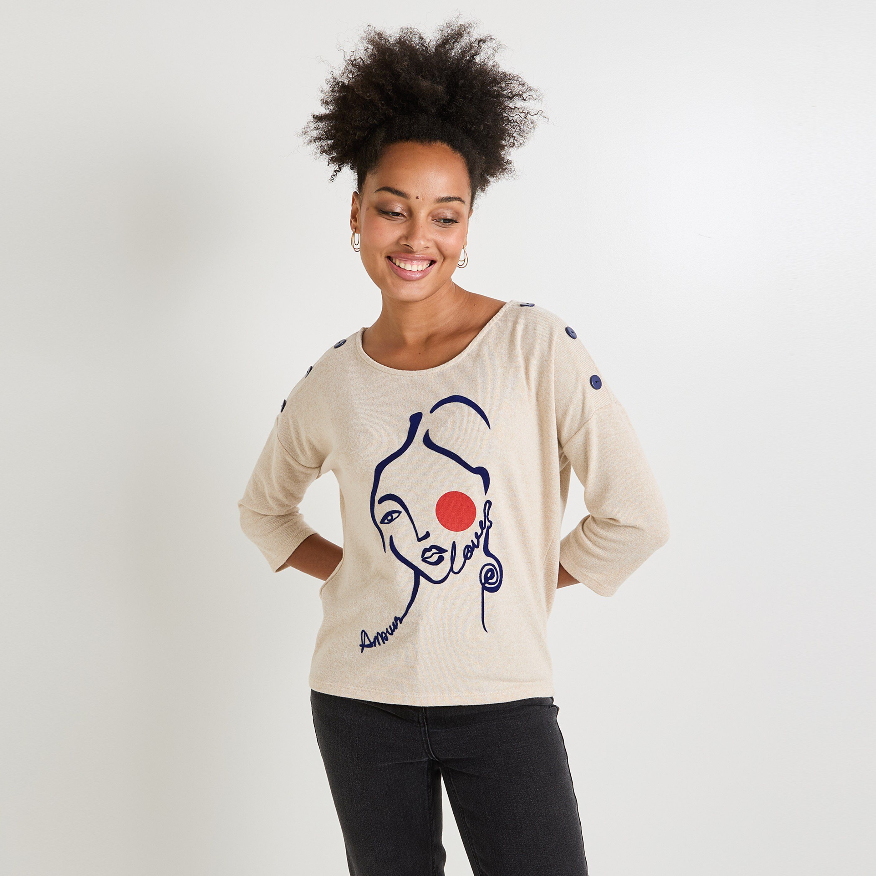T-shirt doudou imprim&eacute; femme