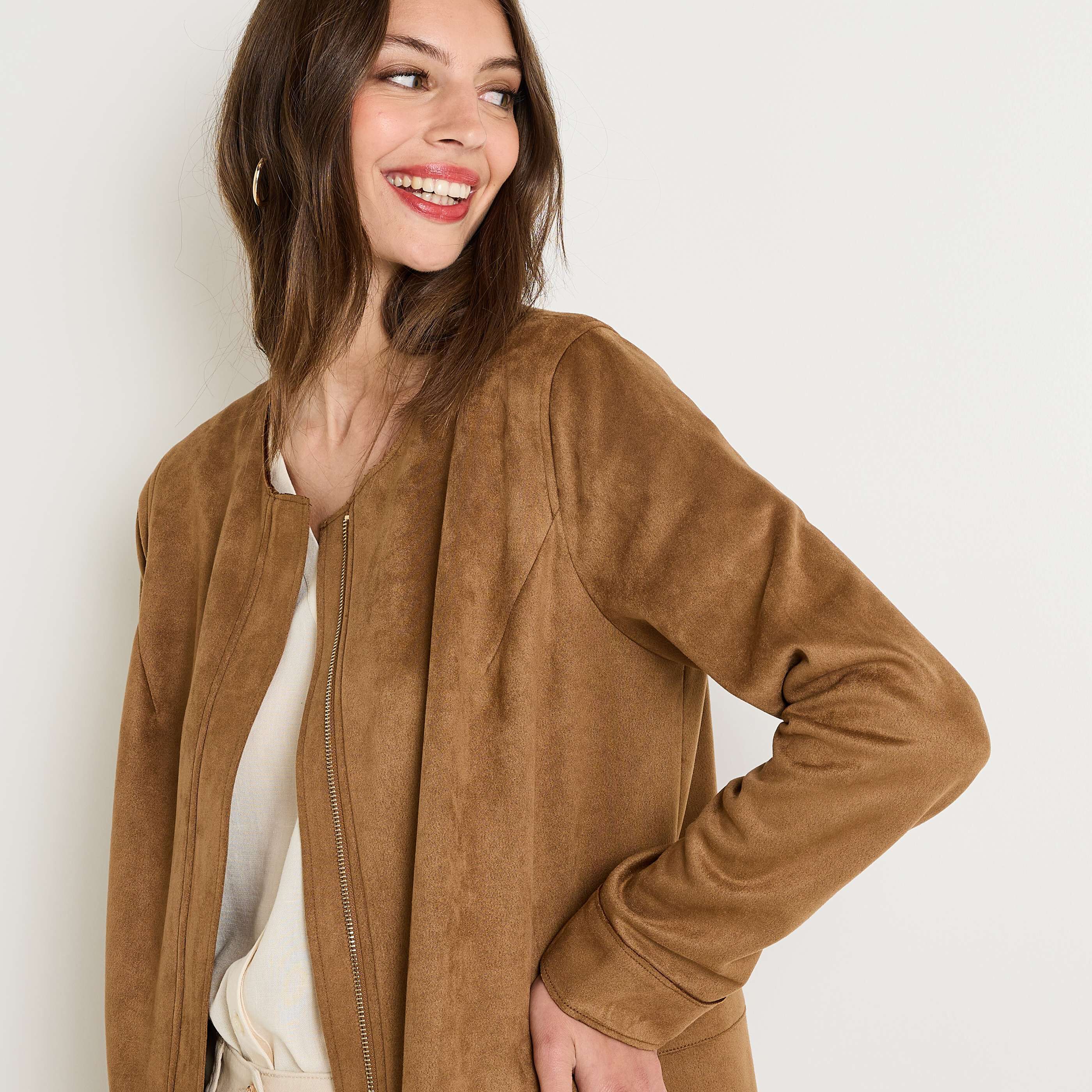 Manteau su&eacute;dine femme