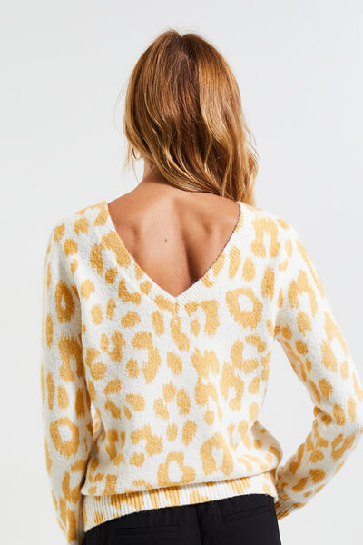 Pull imprimé léopard femme