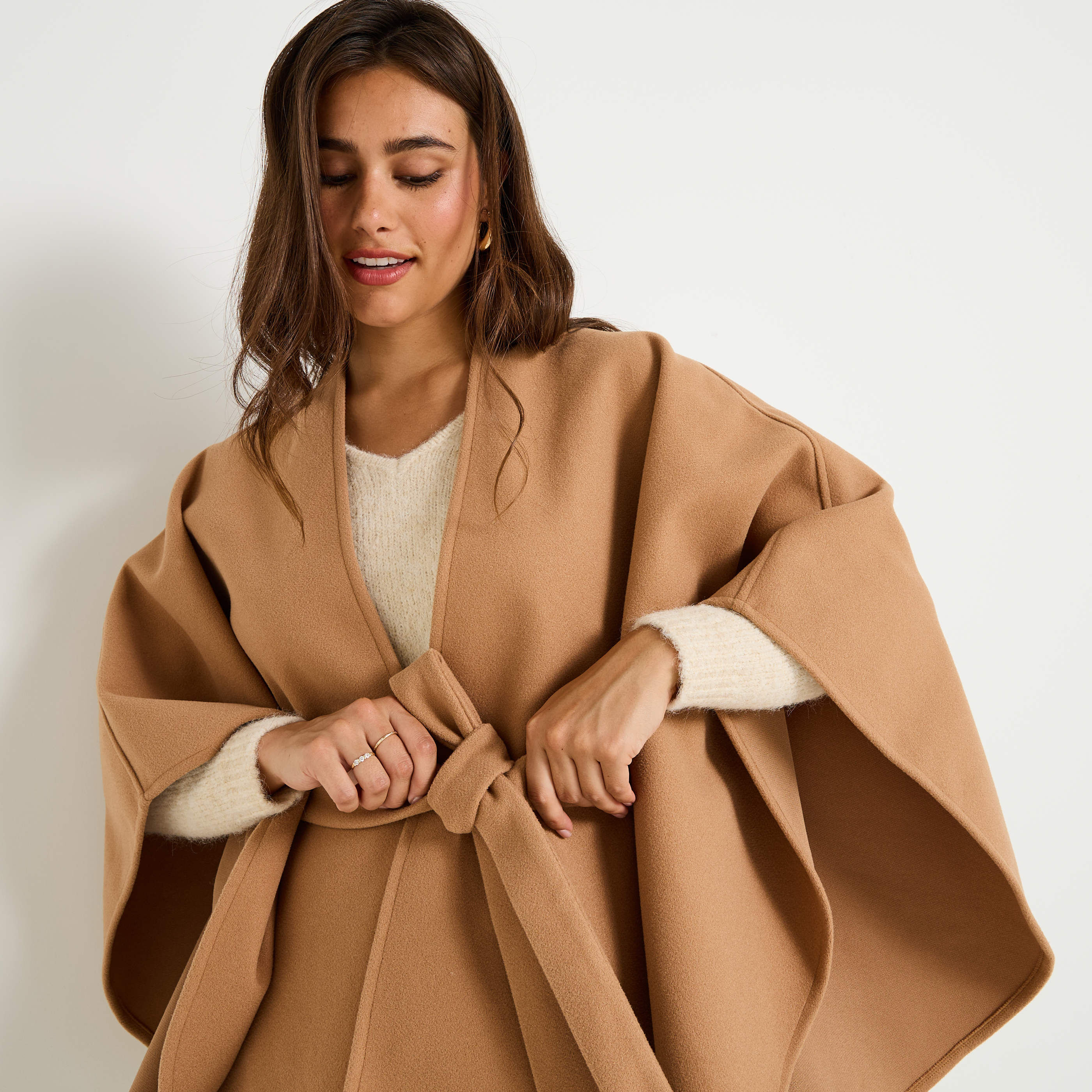 Poncho cape avec ceinture