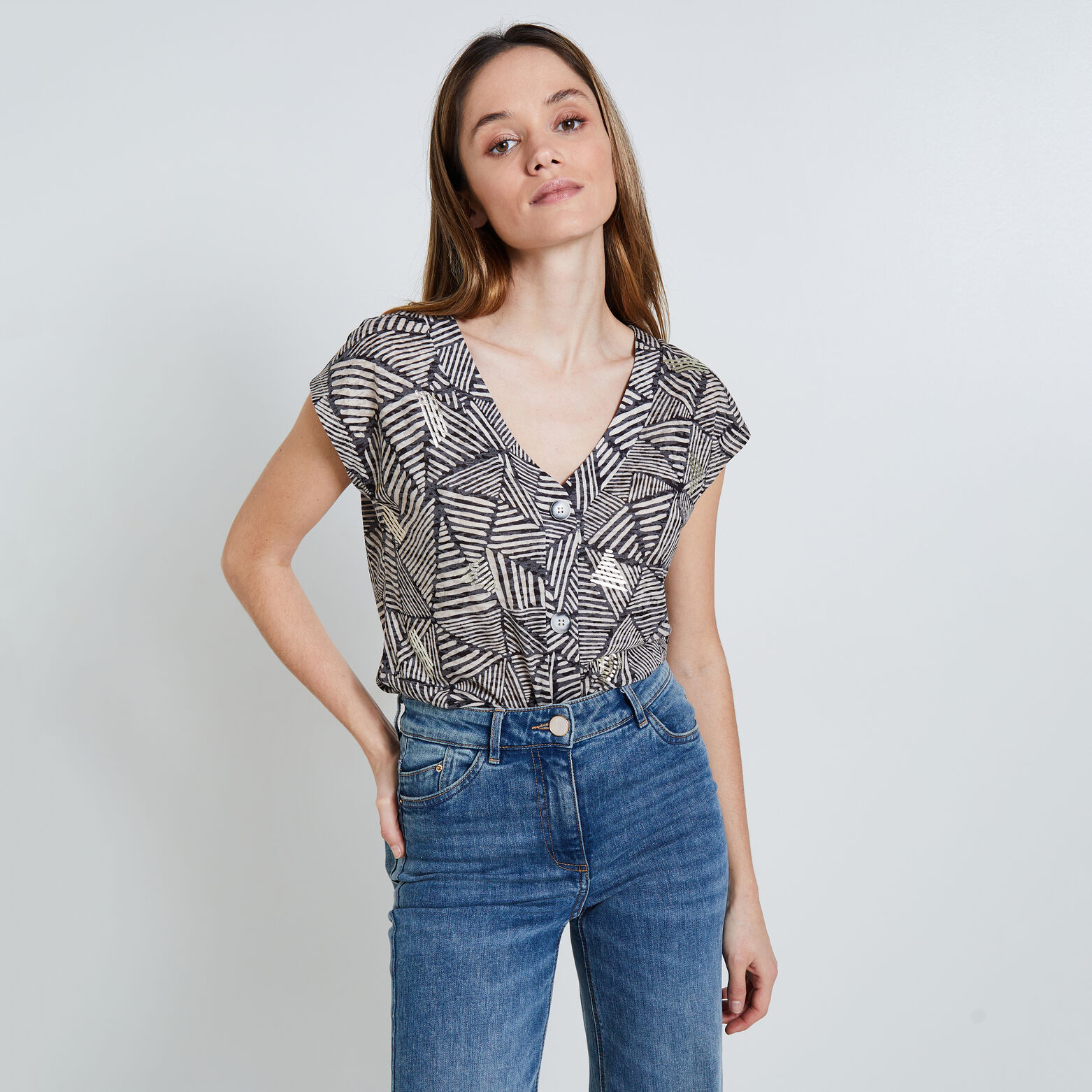 Tshirt col V femme