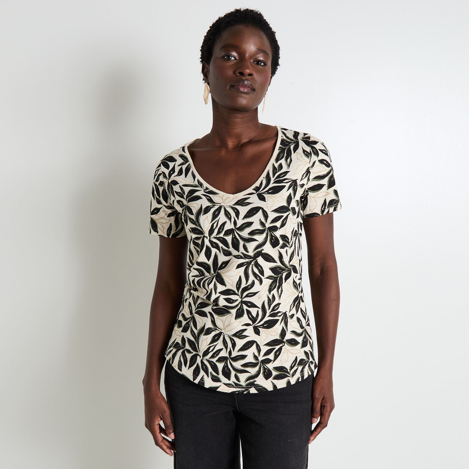 T-shirt col V femme