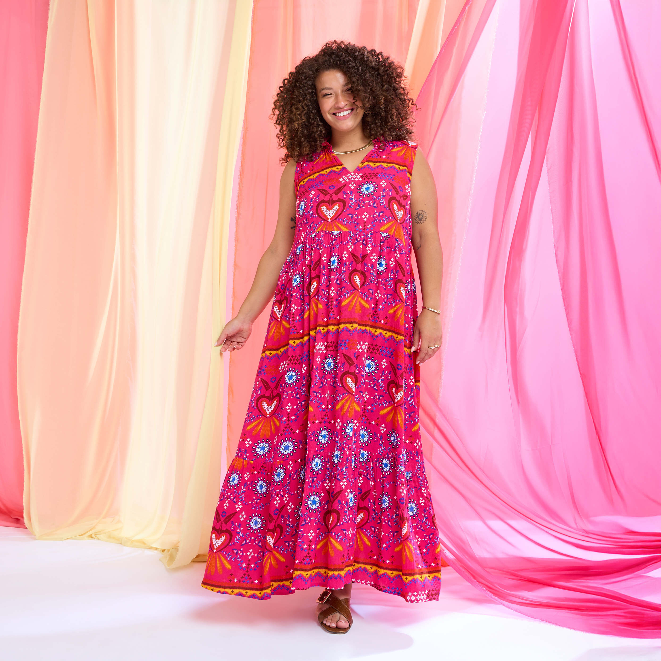 Robe longue imprim&eacute;e