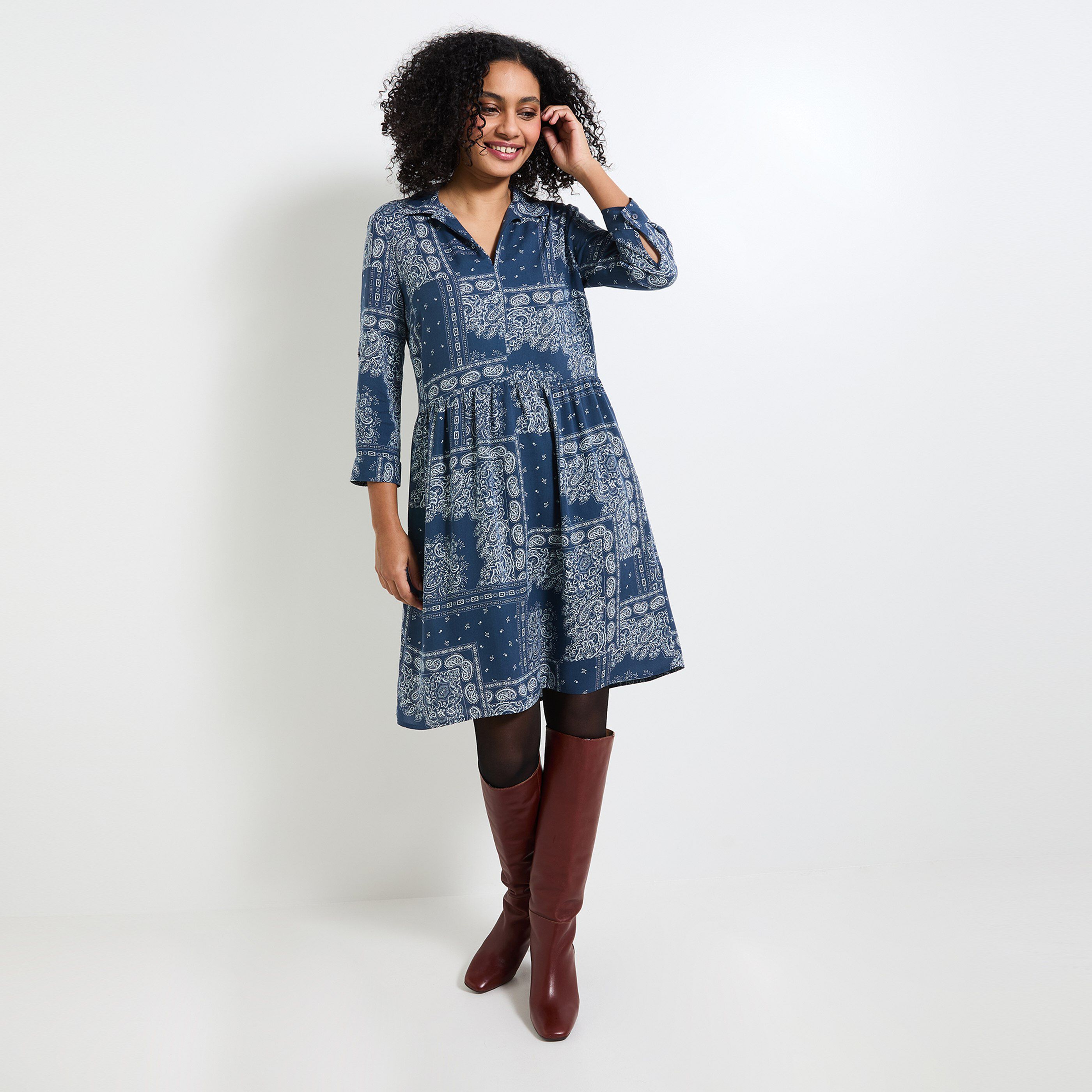 Robe col chemise femme