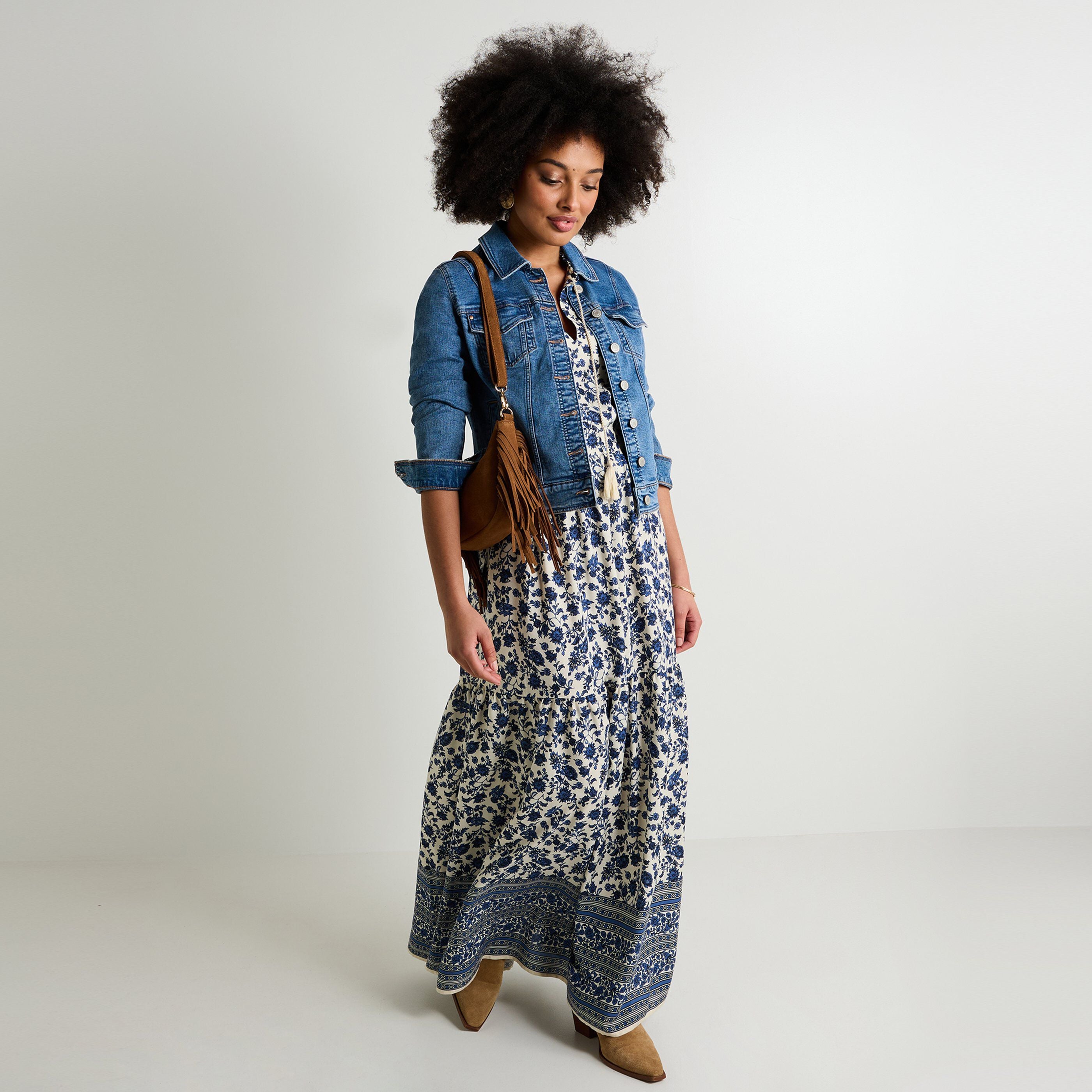 Robe longue imprim&eacute;e femme
