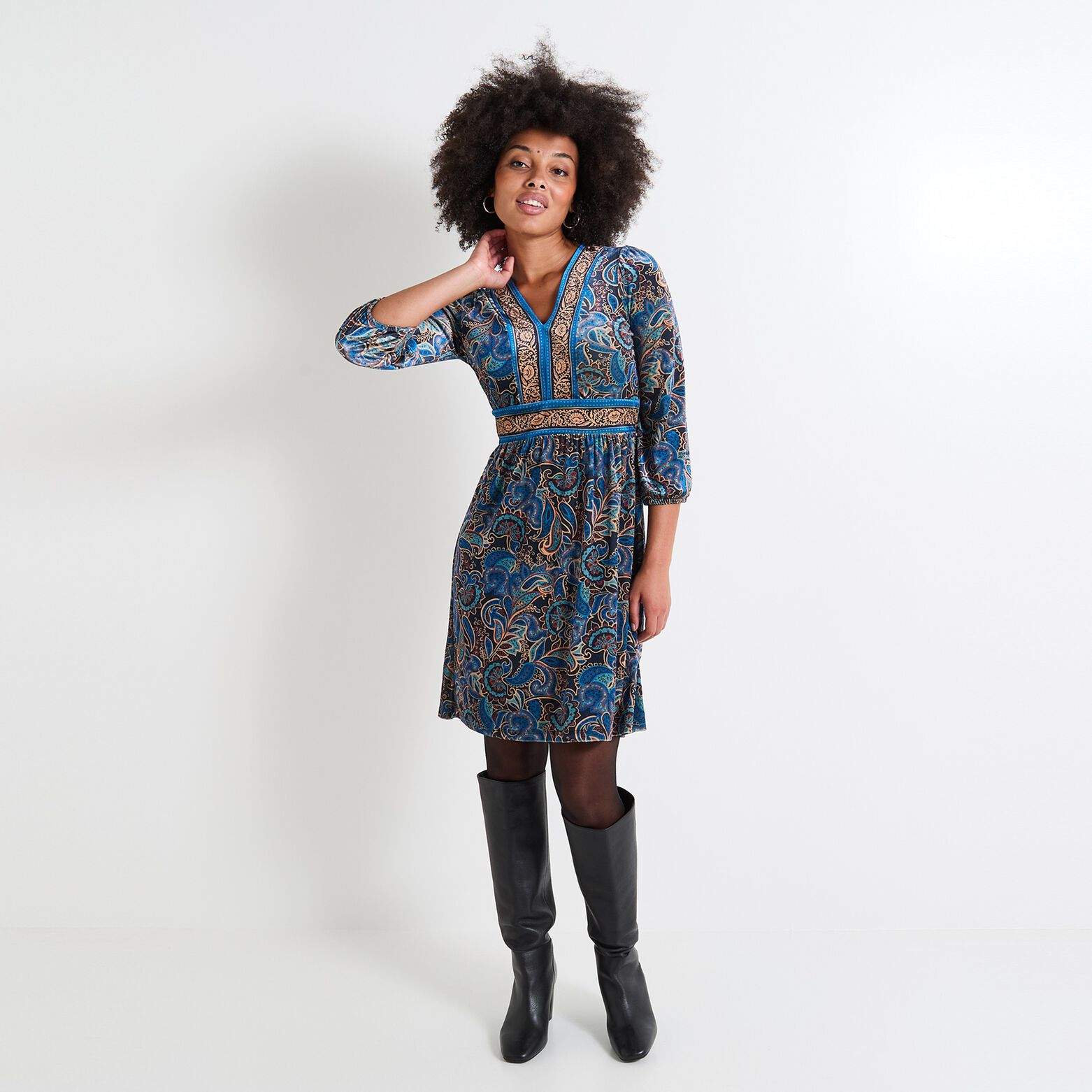 Robe col V femme