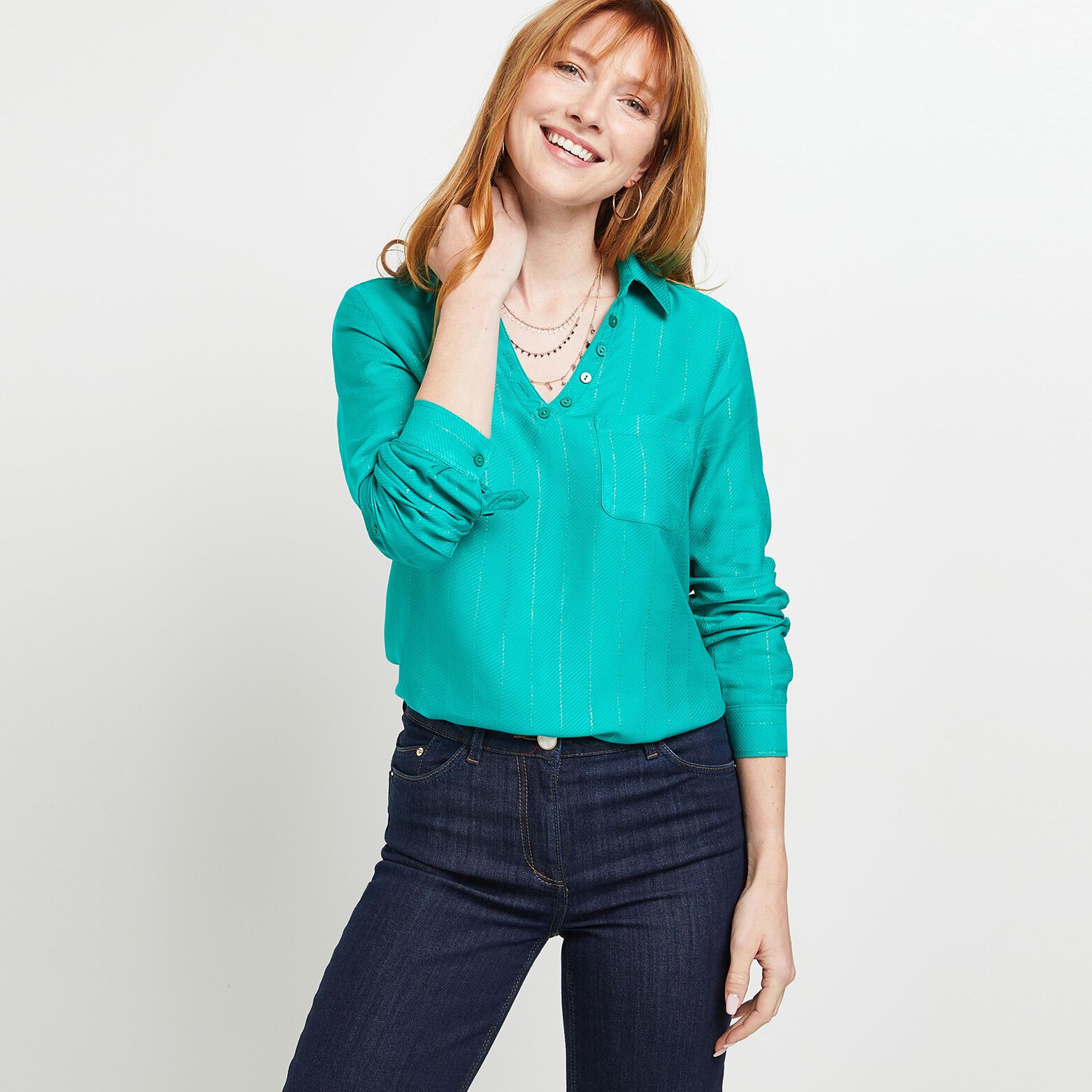 Blouse fluide col V femme
