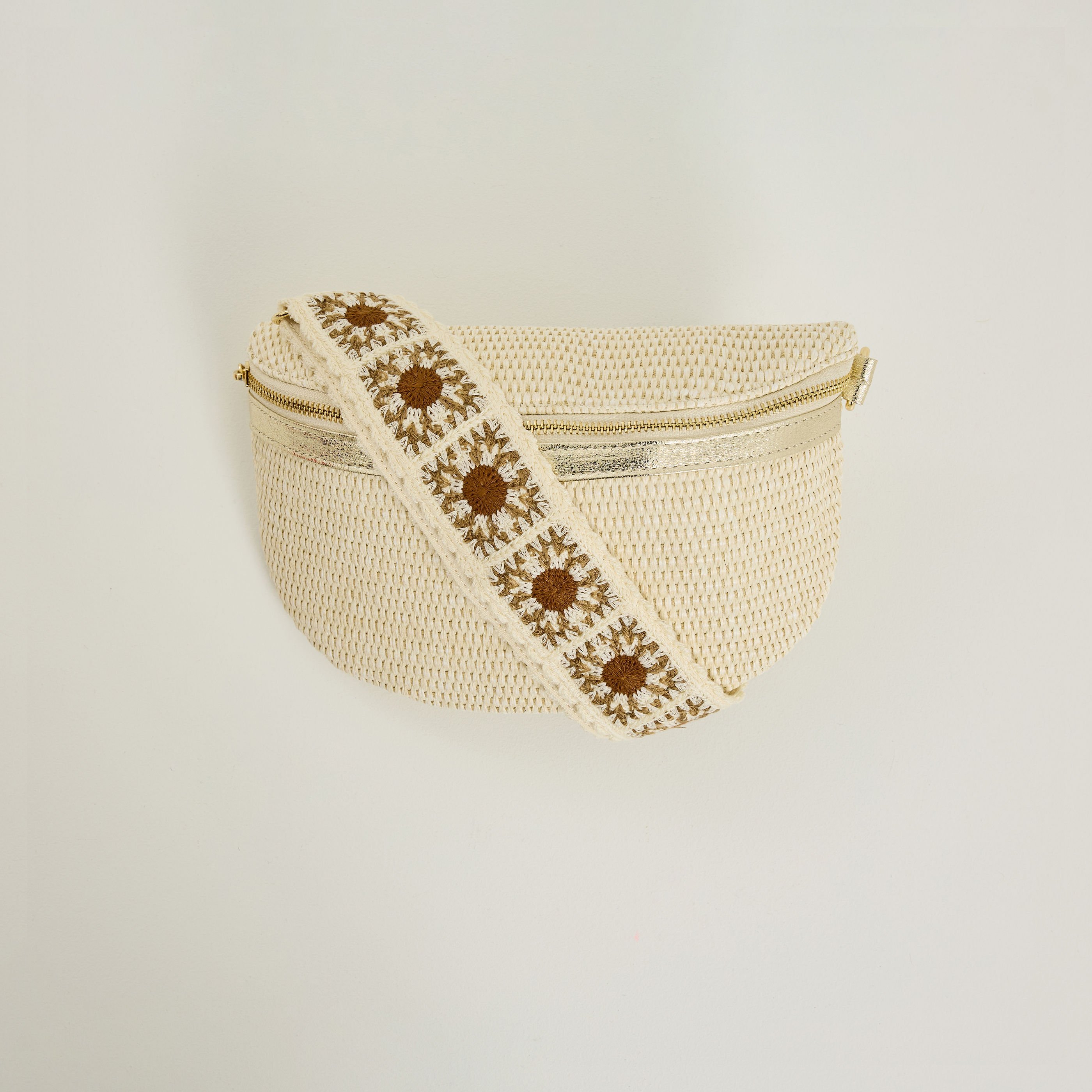 Sac banane effet paille femme