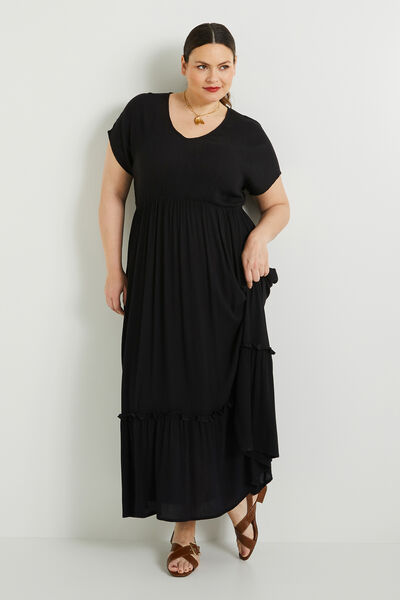 Robe longue crepon femme