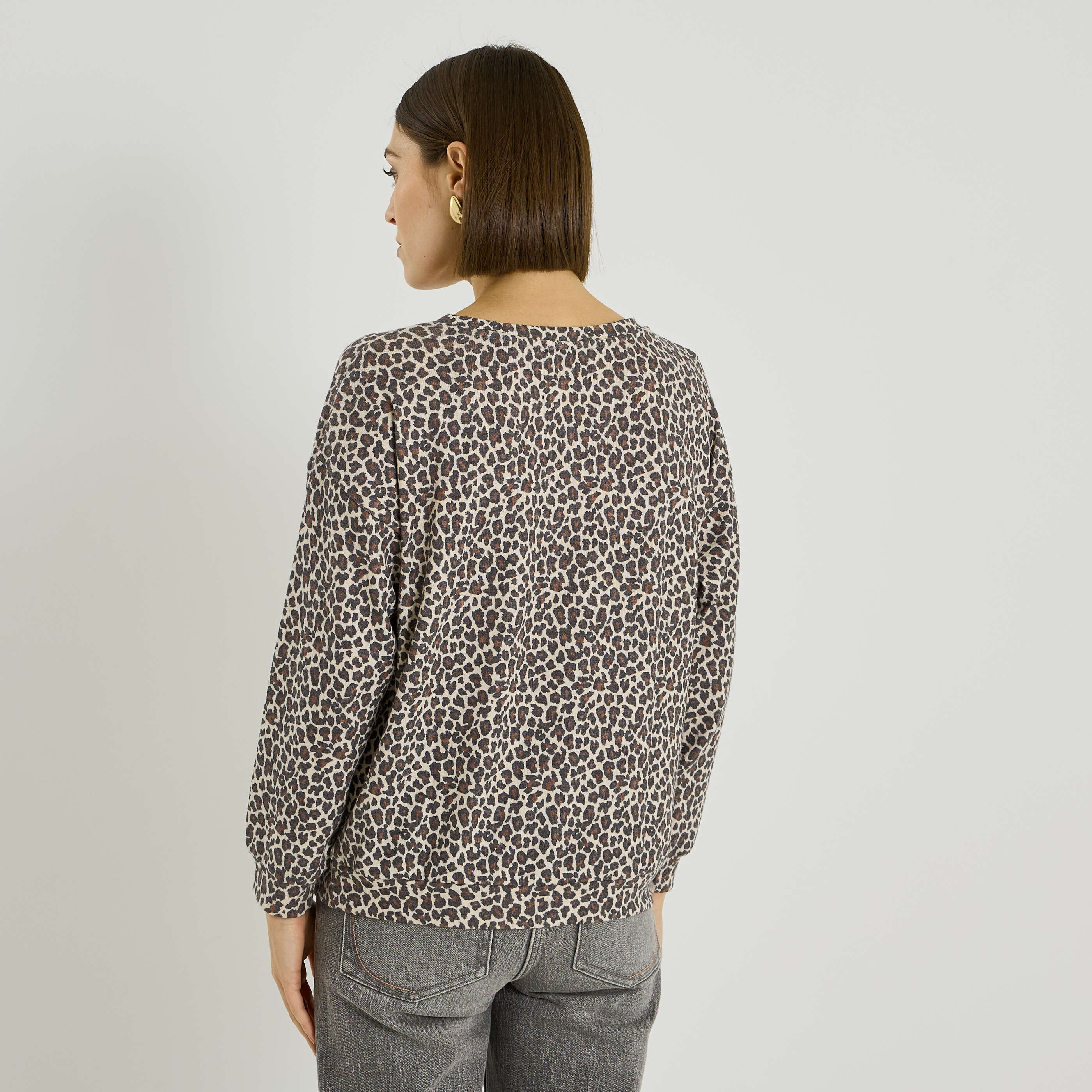 Sweat imprim&eacute; l&eacute;opard femme