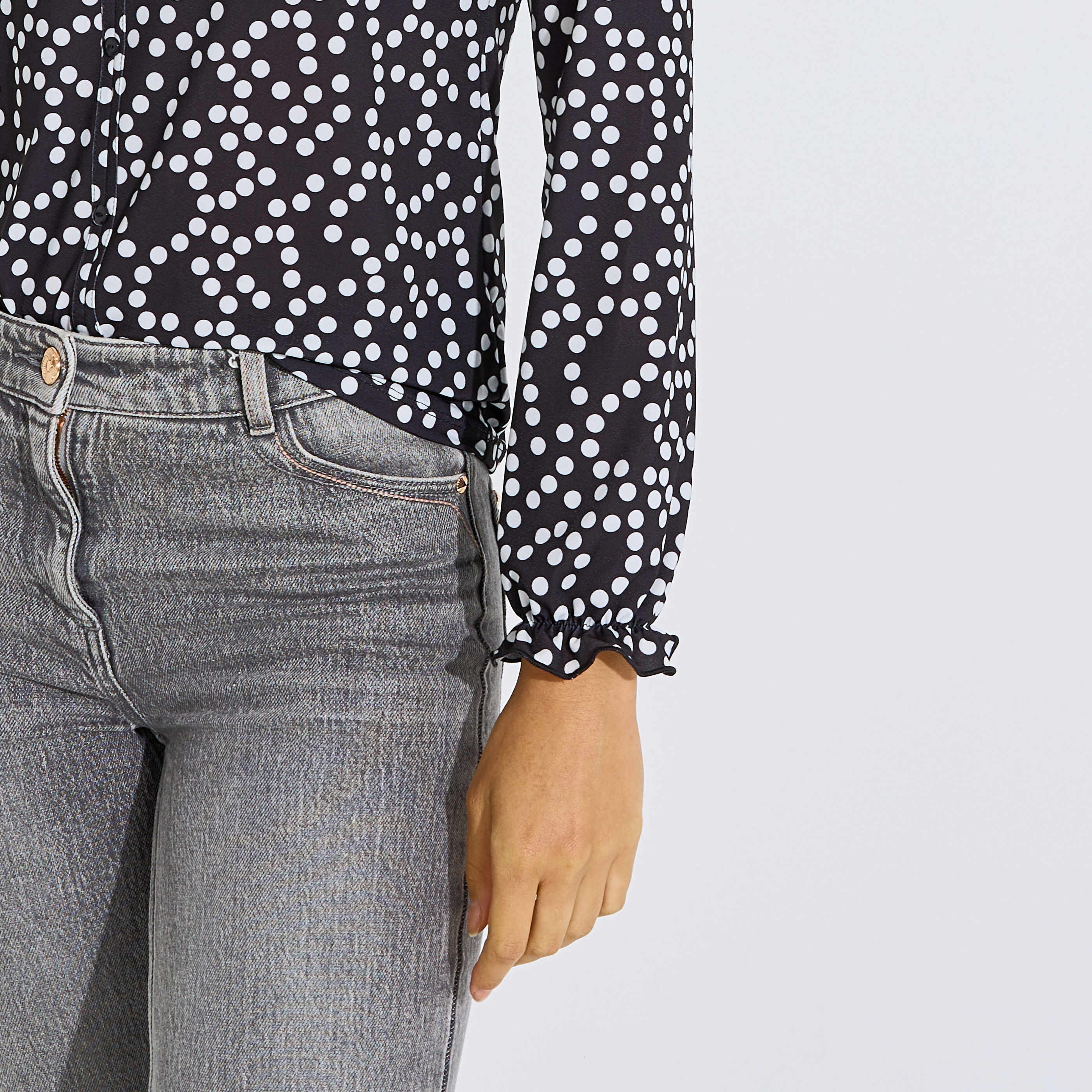 Blouse fluide imprim&eacute;e &agrave; pois femme