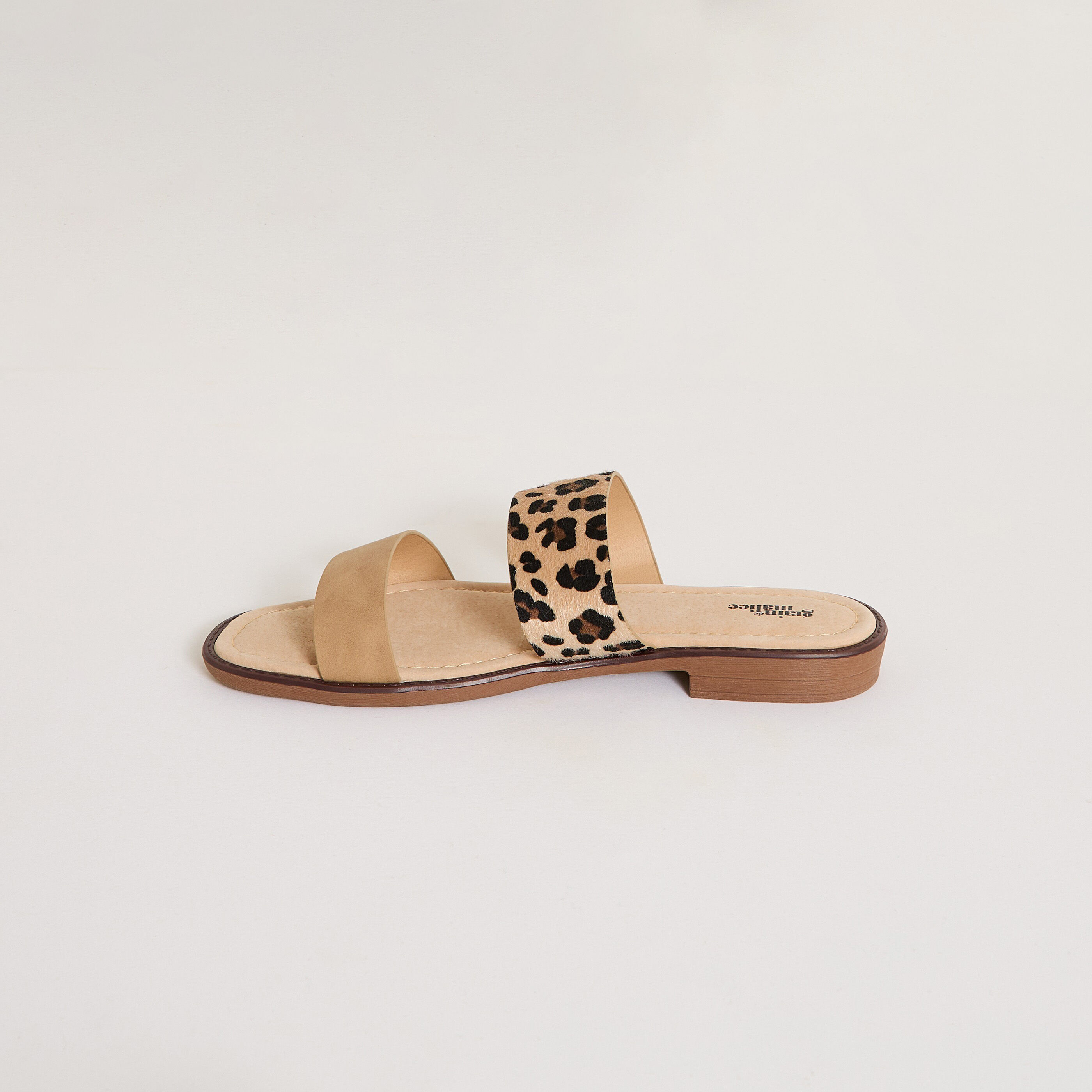 Mules plates imprim&eacute; l&eacute;opard femme