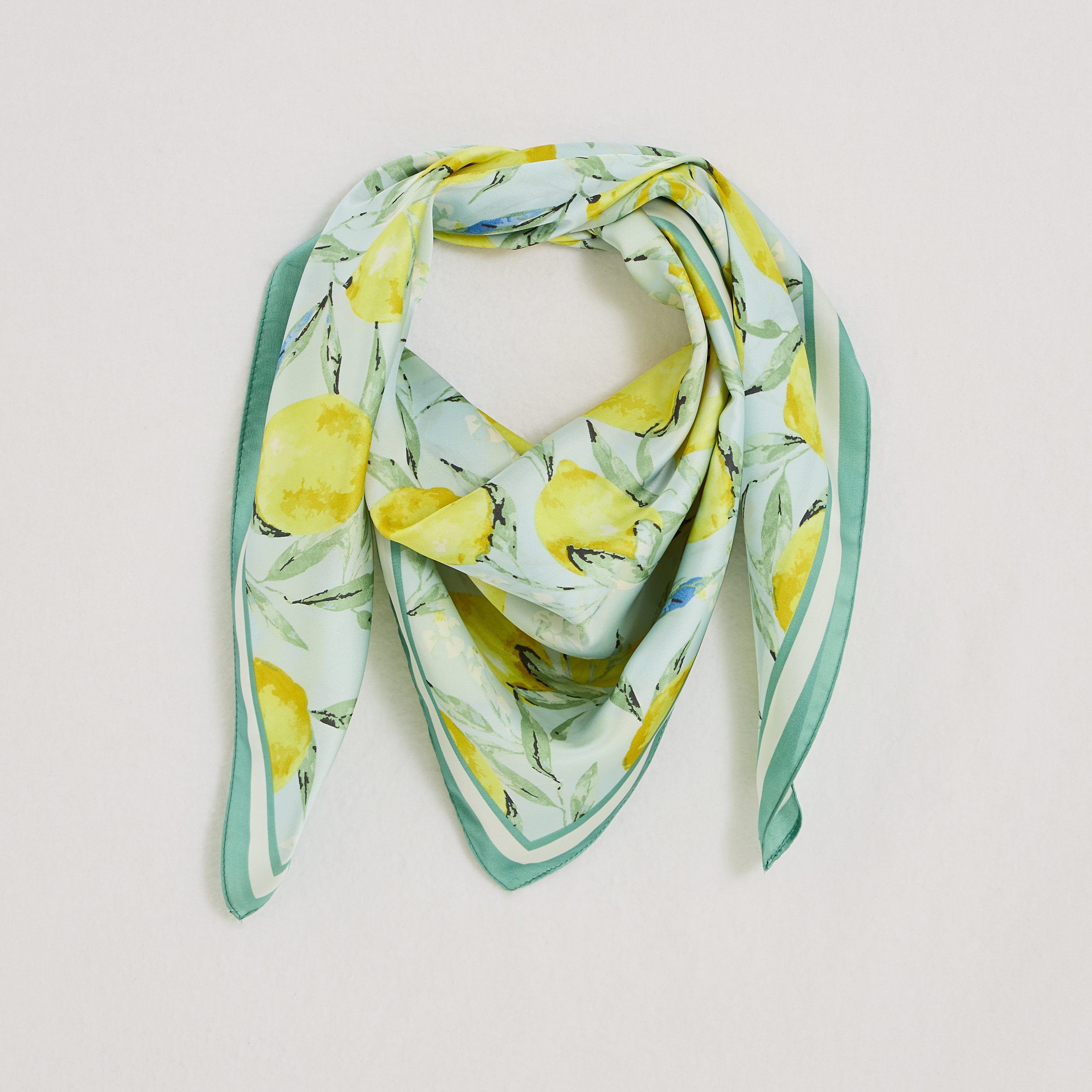 Foulard carr&eacute; motif citron femme