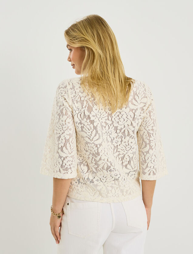 T-shirt d&eacute;tails ajour&eacute;s femme
