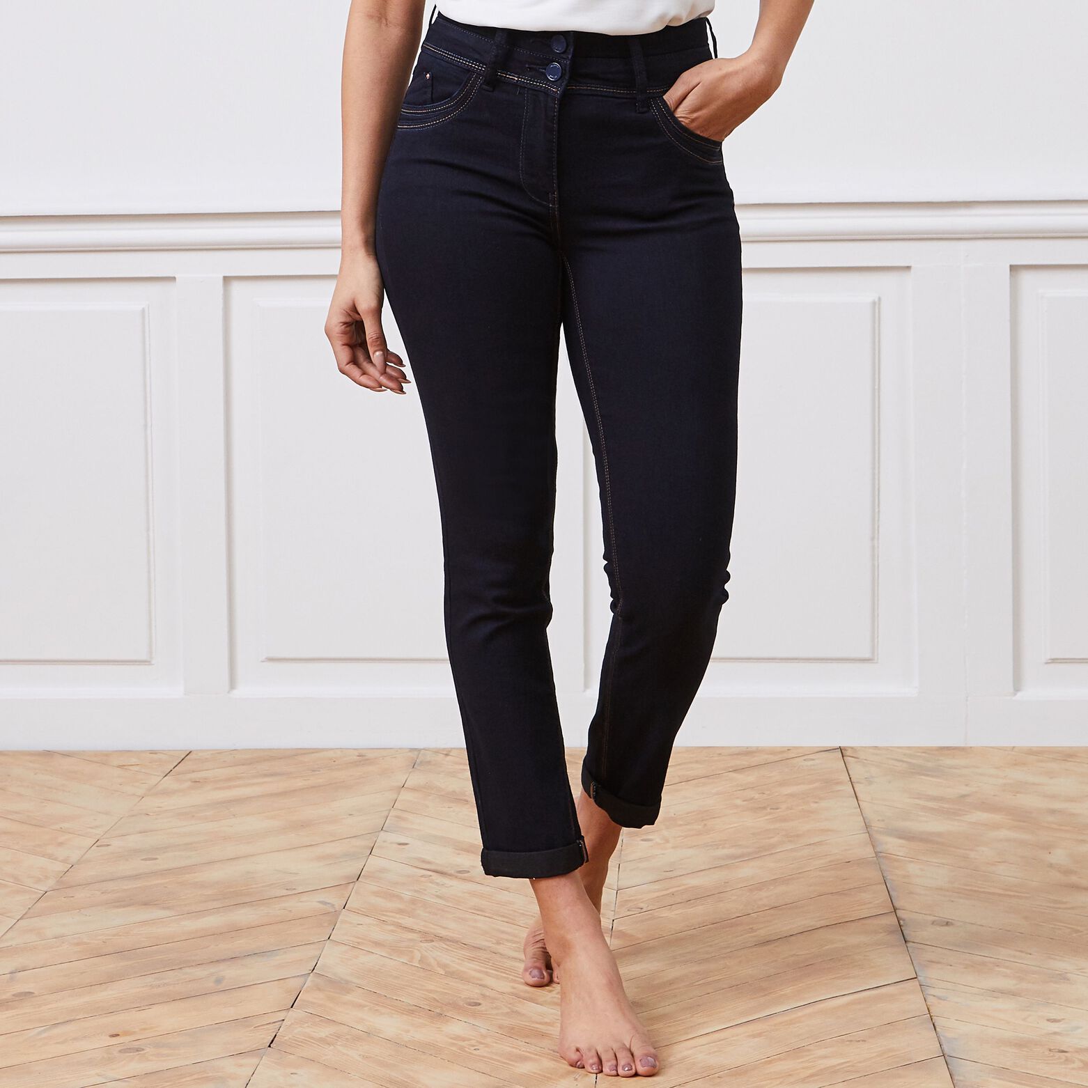 Jean raccourci taille haute HANOI femme