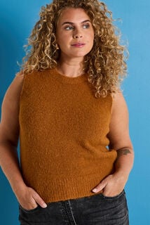 Pull col rond sans manches femme