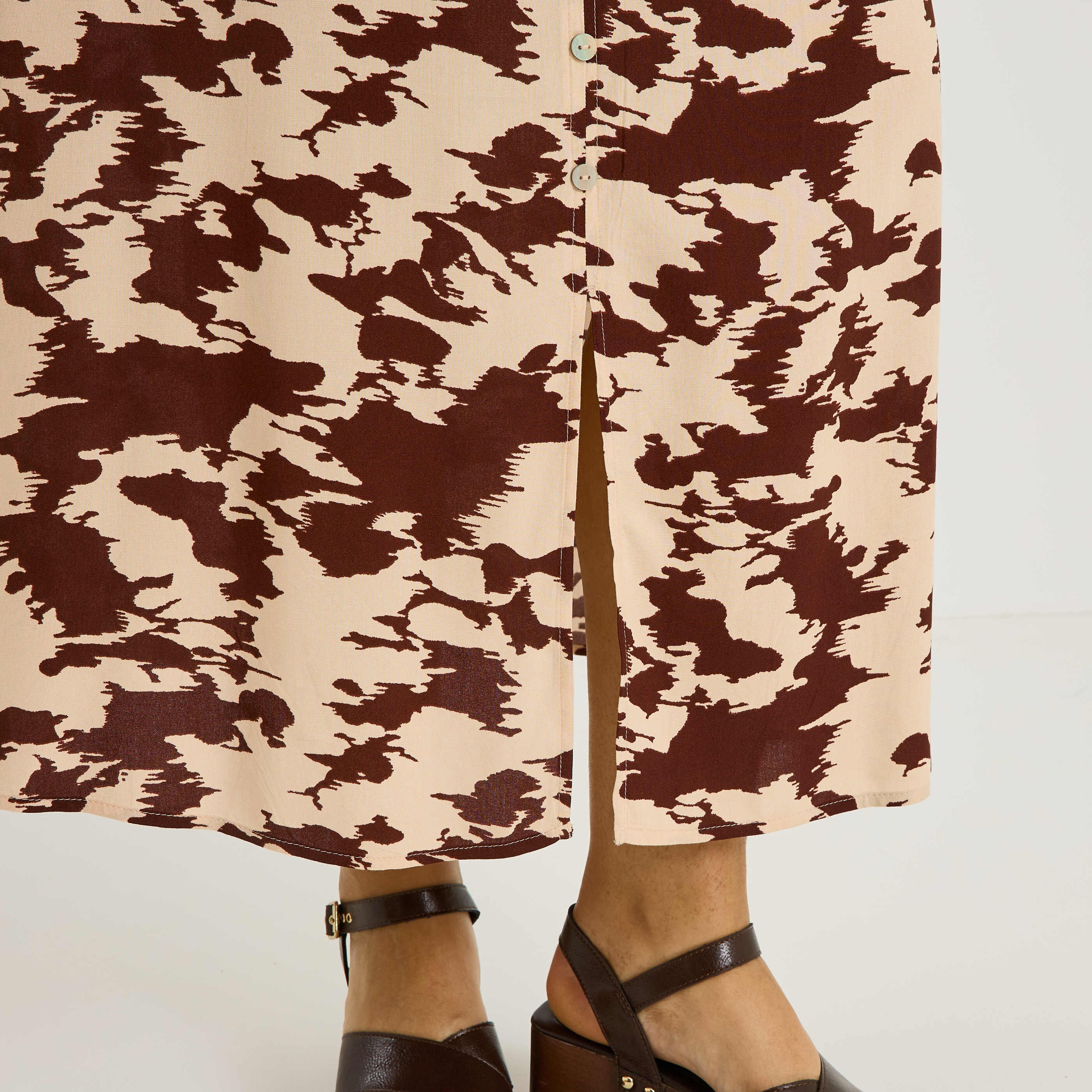 Jupe mi-longue imprim&eacute;e