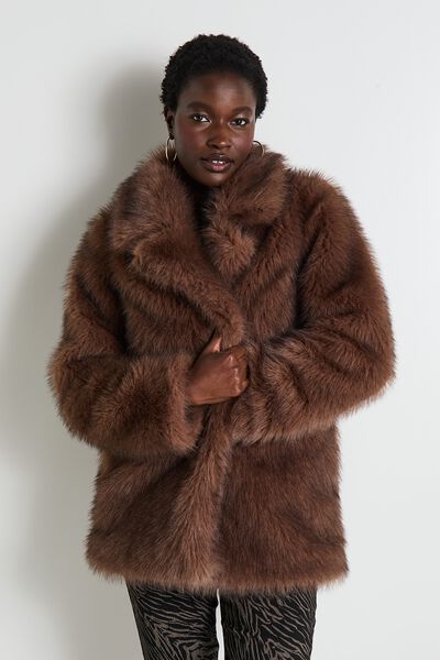 Manteau imitation fourrure femme
