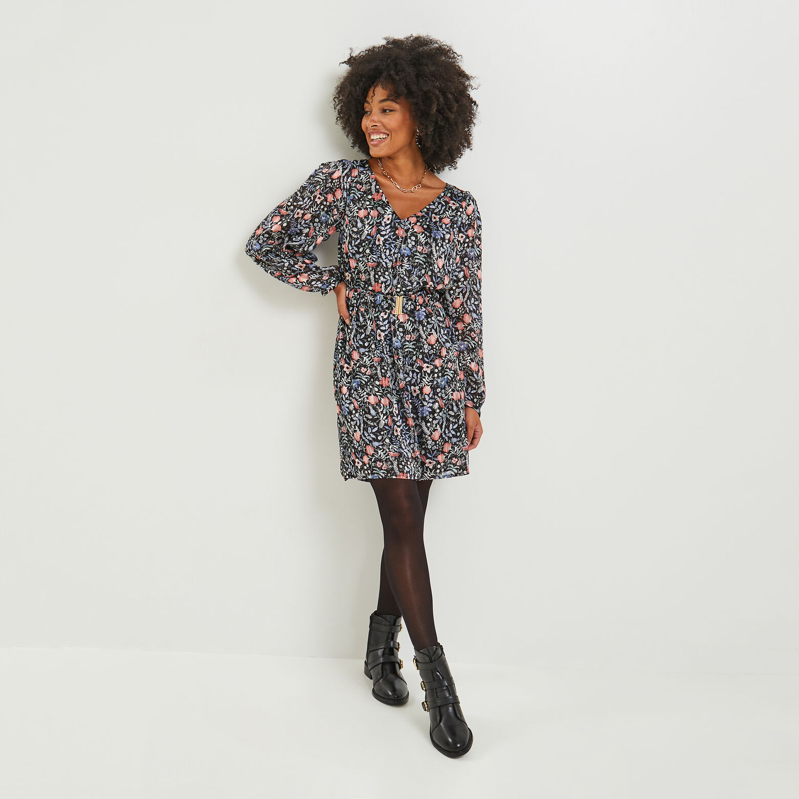 Robe col V femme