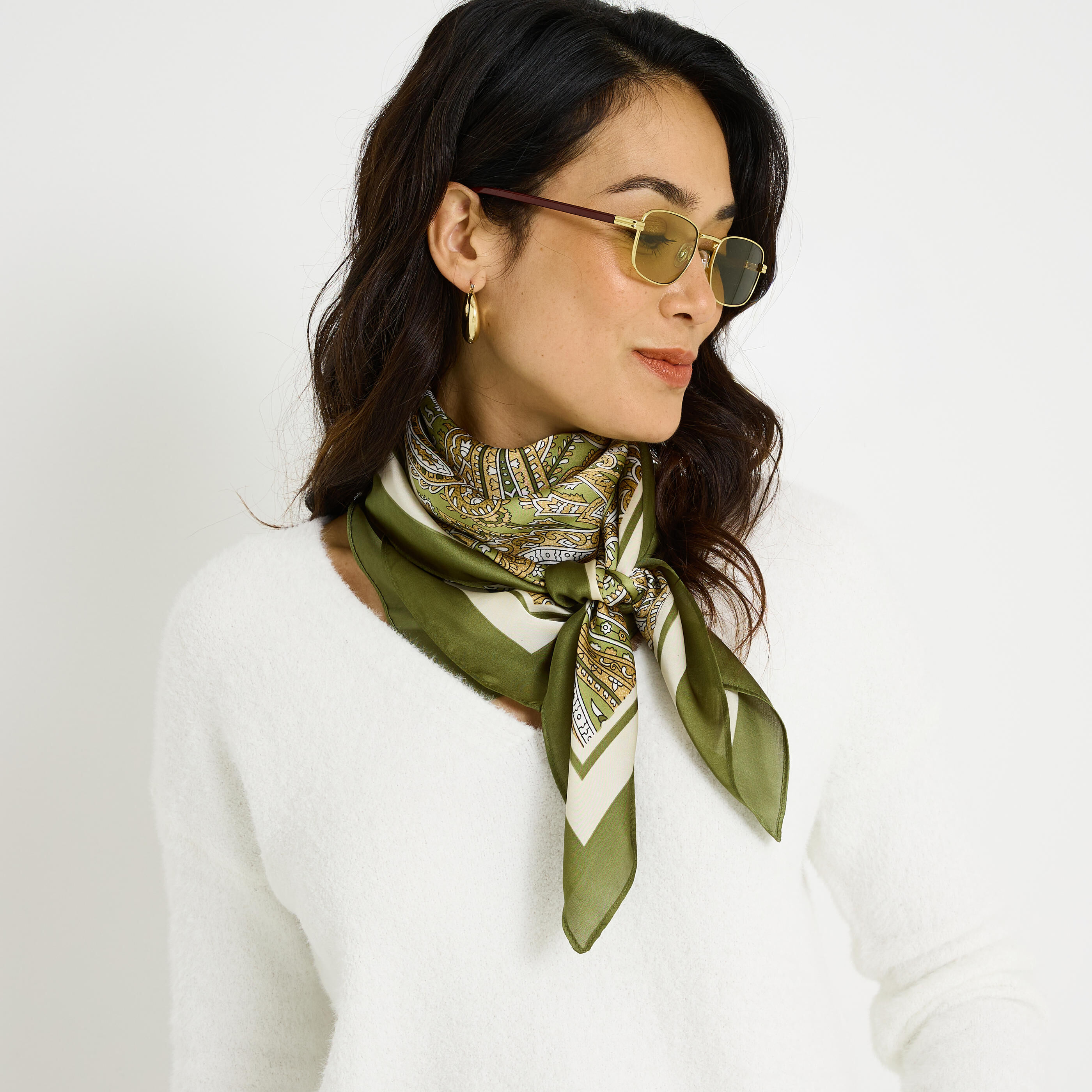 Foulard carr&eacute; imprim&eacute; paisley femme